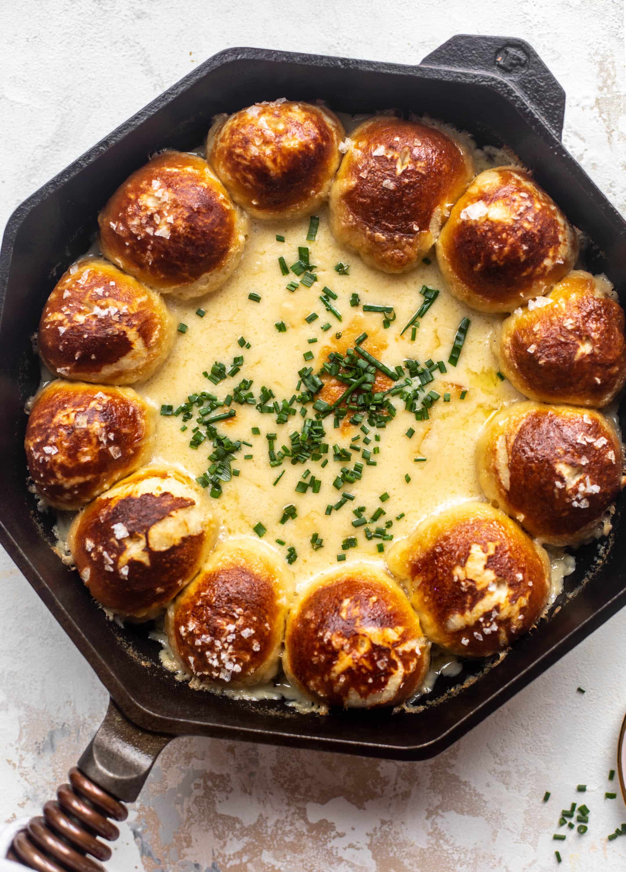 pumpkin beer cheese with soft pretzel rolls