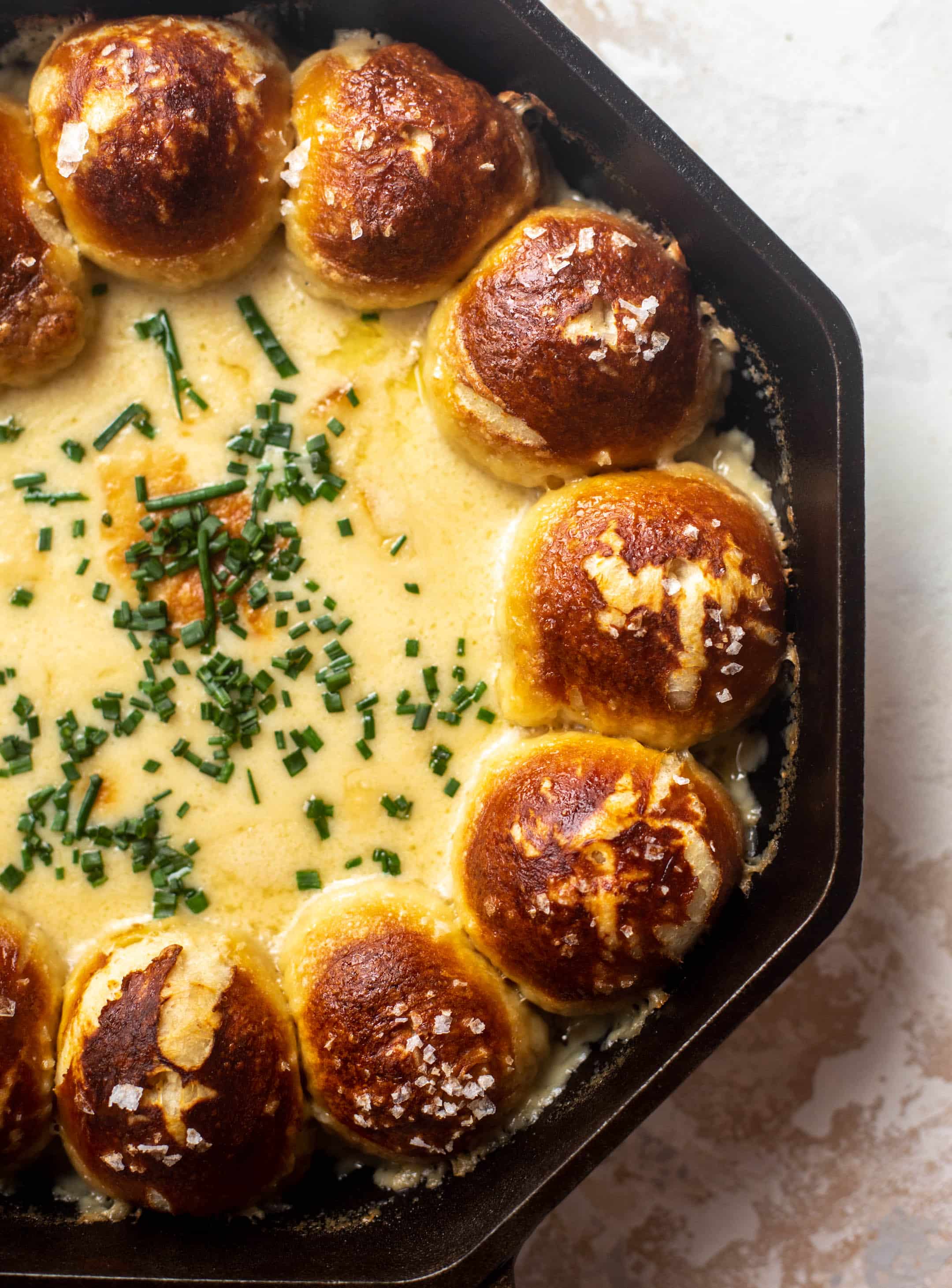pumpkin beer cheese with soft pretzel rolls