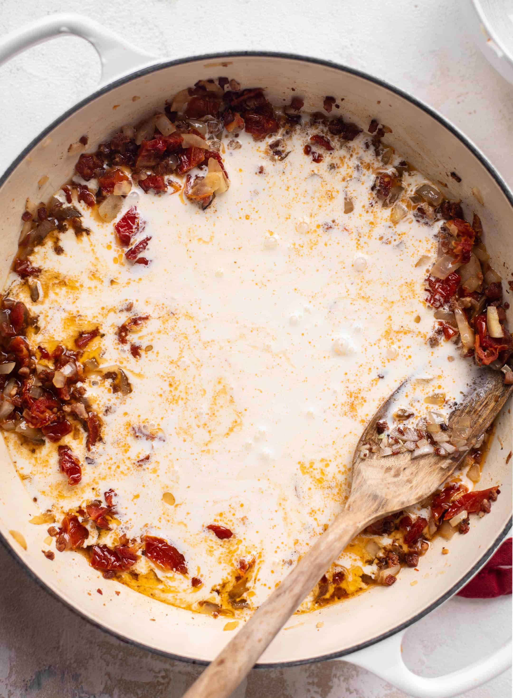 pancetta, onions and heavy cream