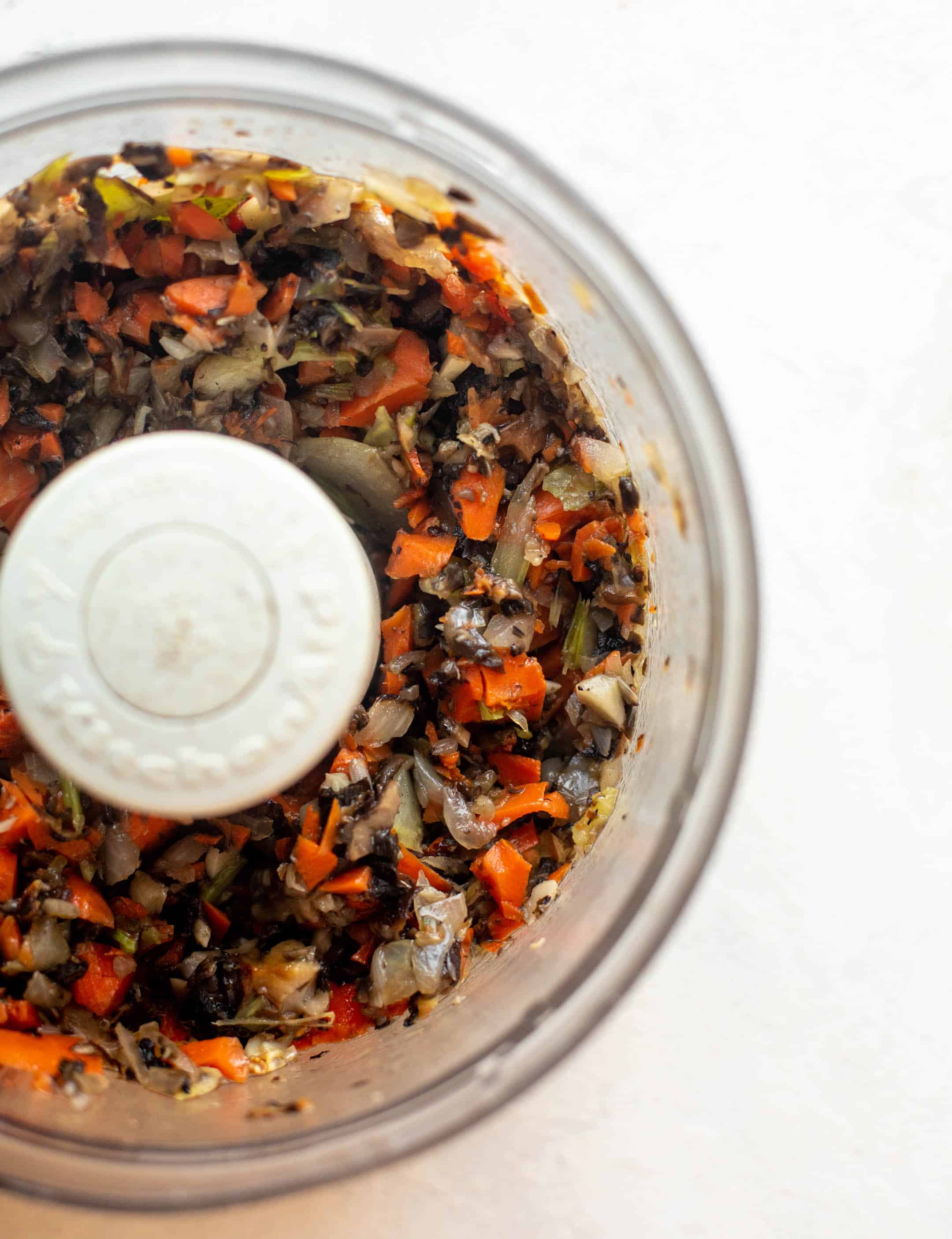 chopped veggies in food processor