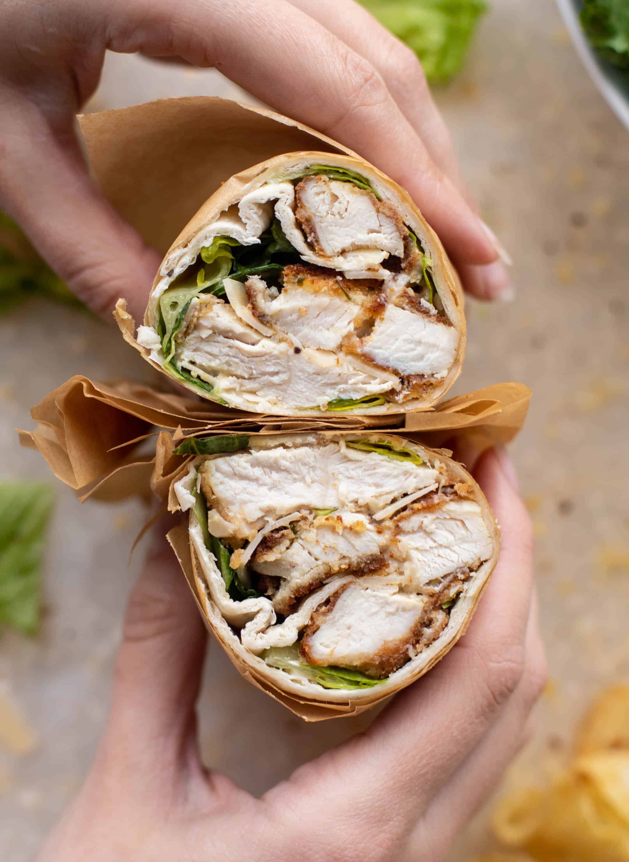 lemon chicken caesar wraps