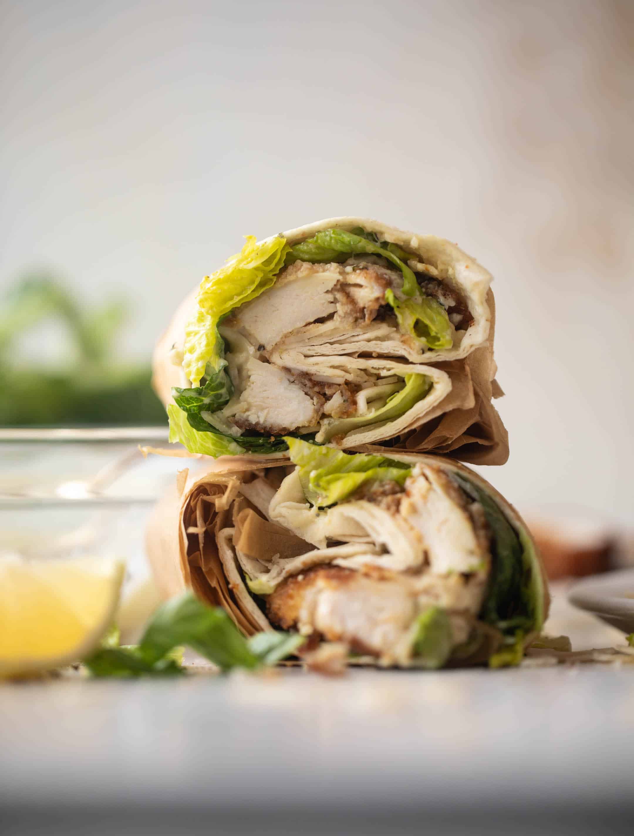 lemon chicken caesar wraps