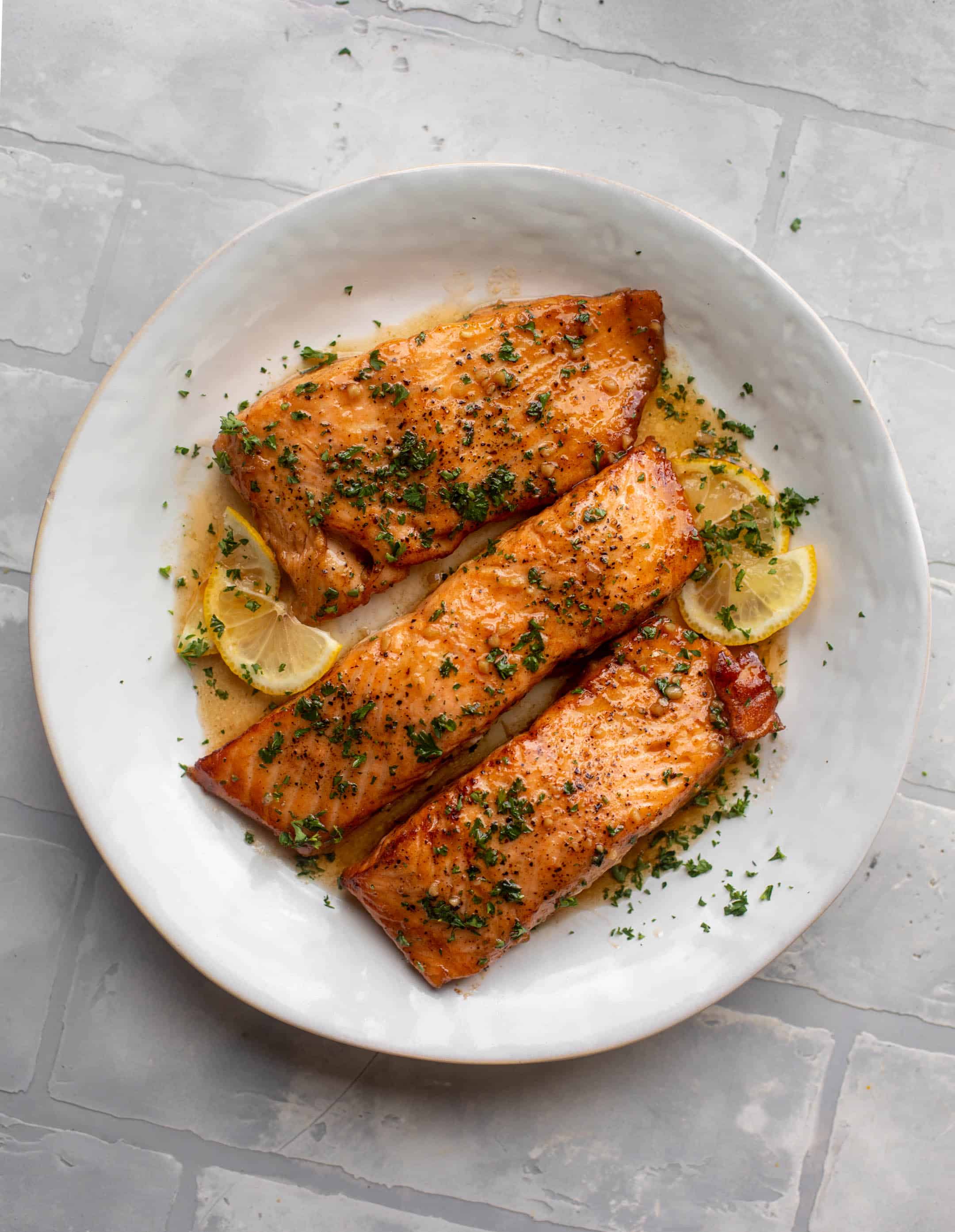 sticky garlic butter salmon