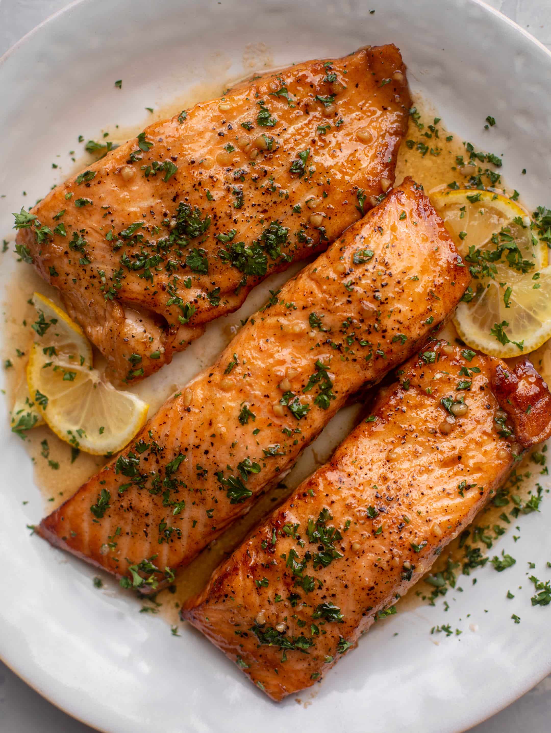 sticky garlic butter salmon