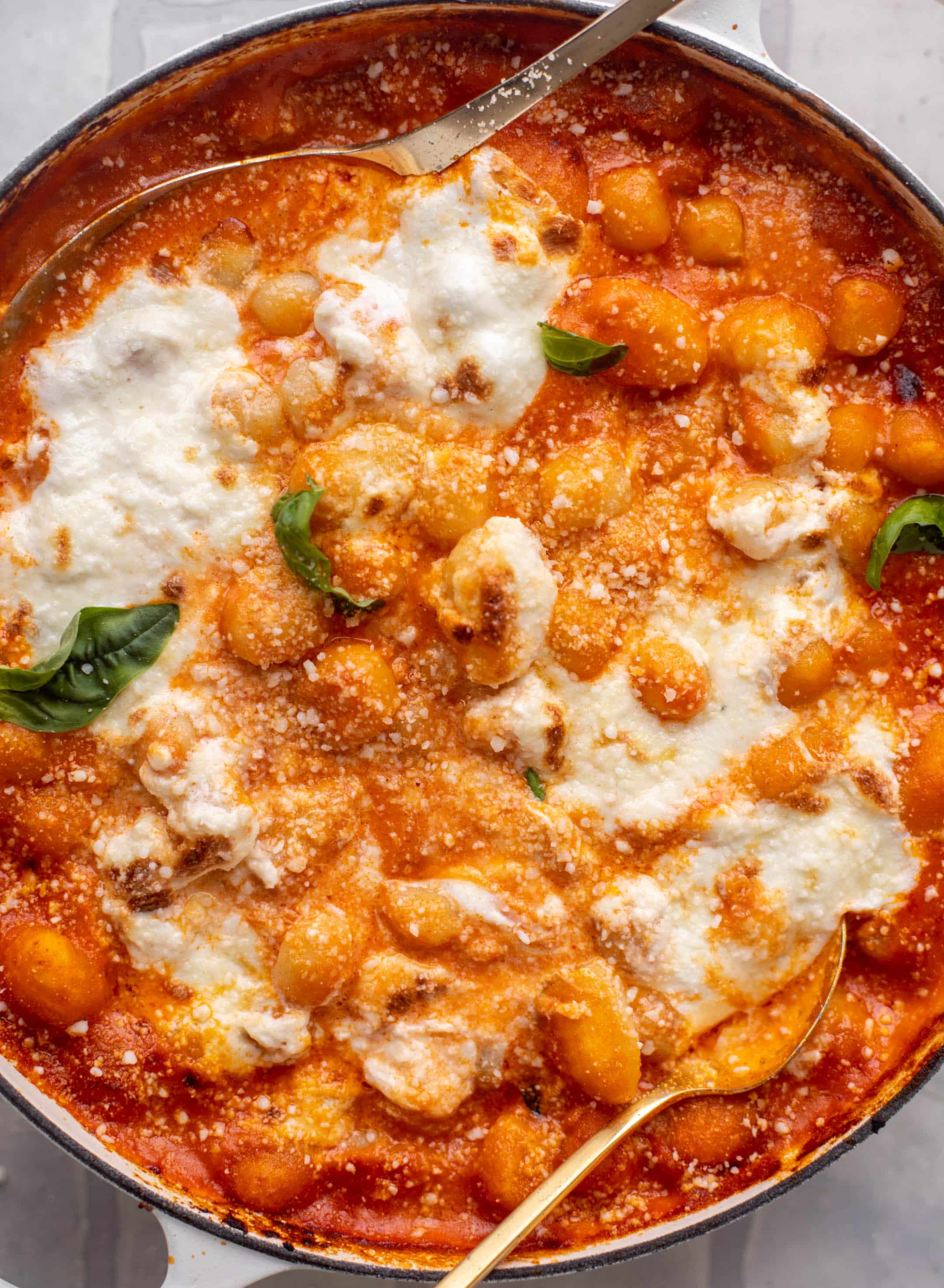 baked vodka sauce gnocchi with burrata