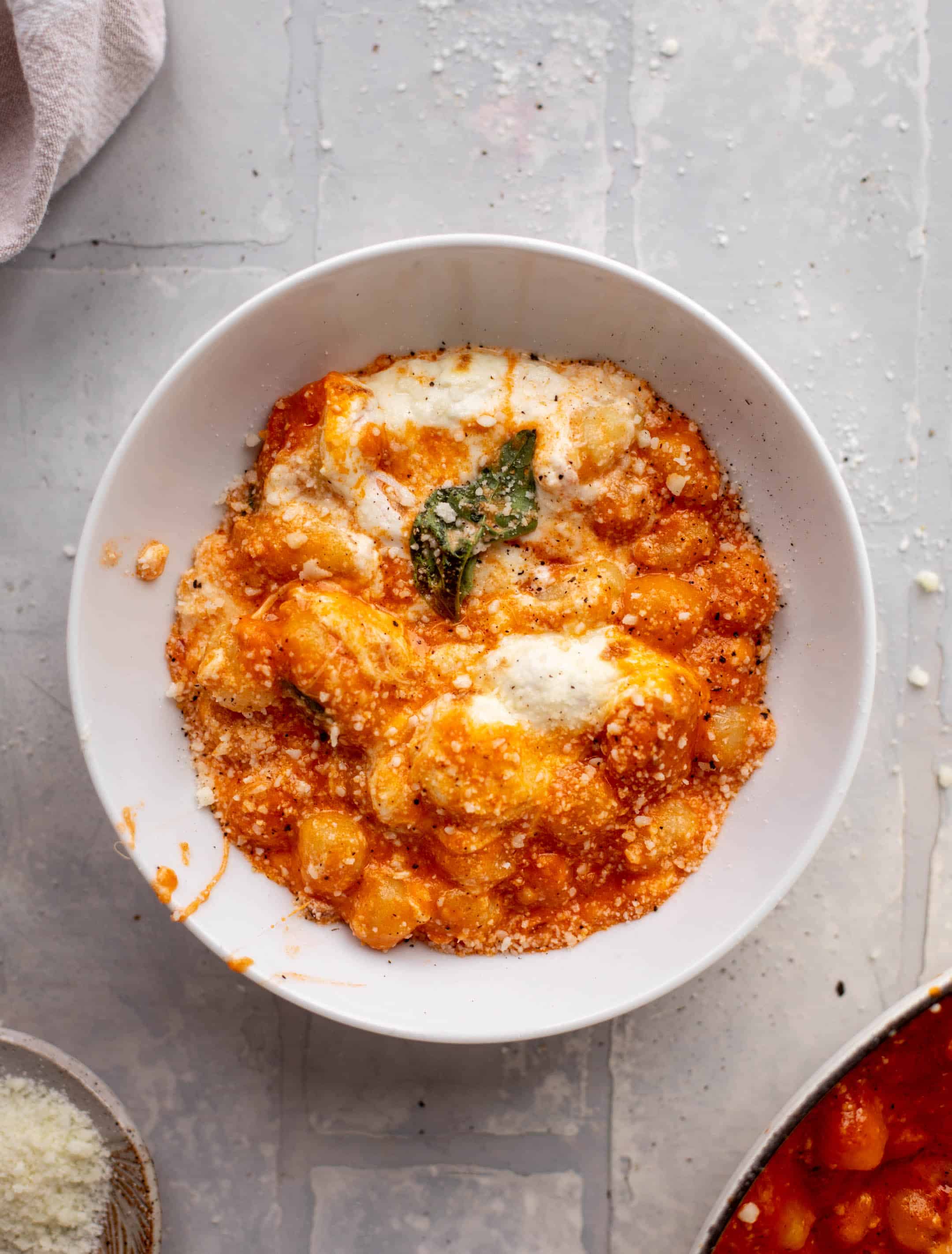 baked vodka sauce gnocchi with burrata