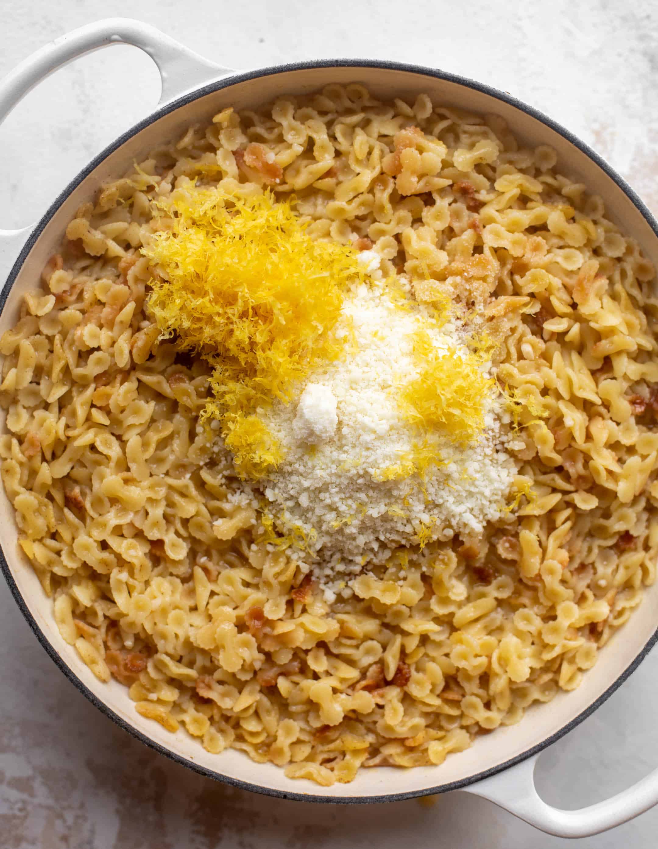 making baked lemon pasta