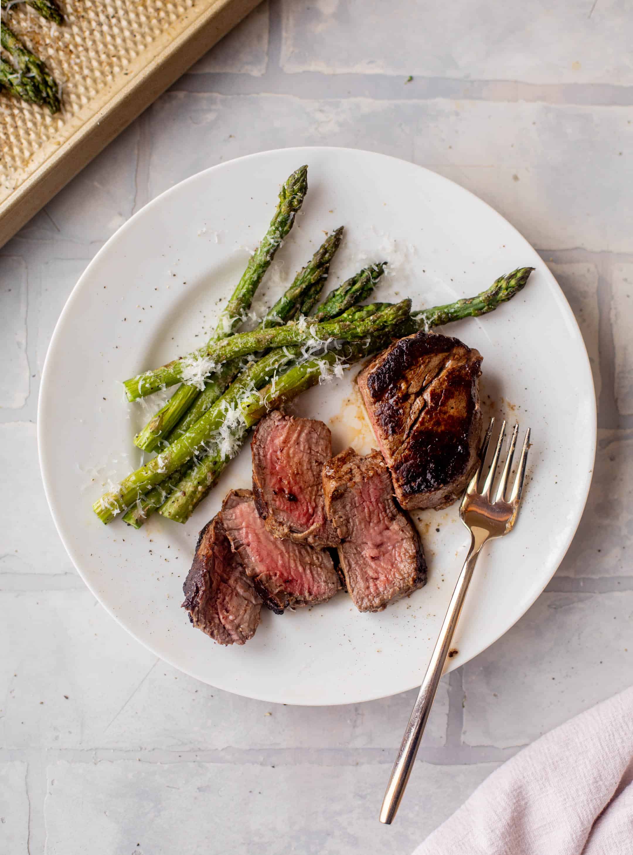 dijon crusted filet with asiago asparagus