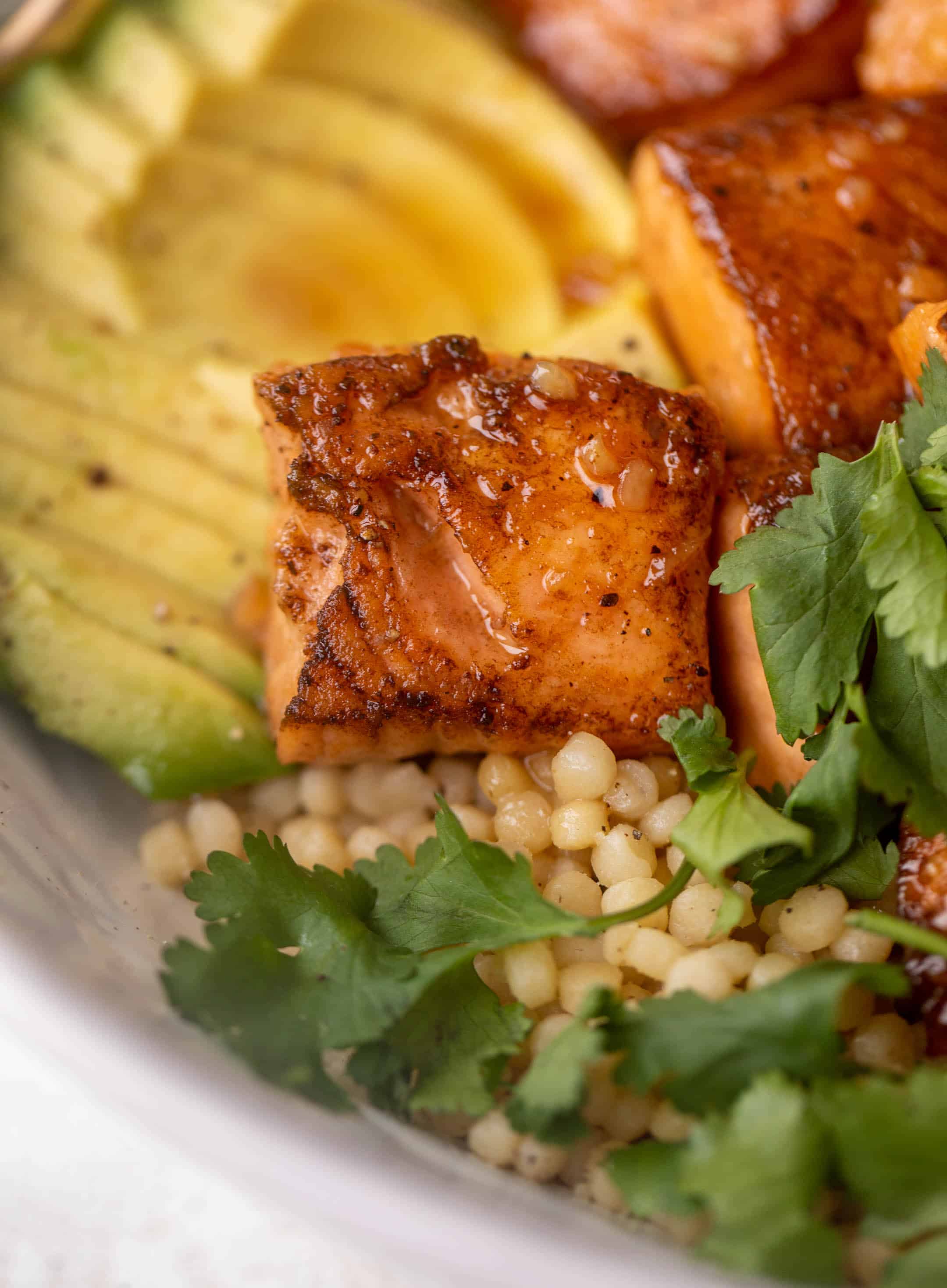 sticky salmon couscous bowls