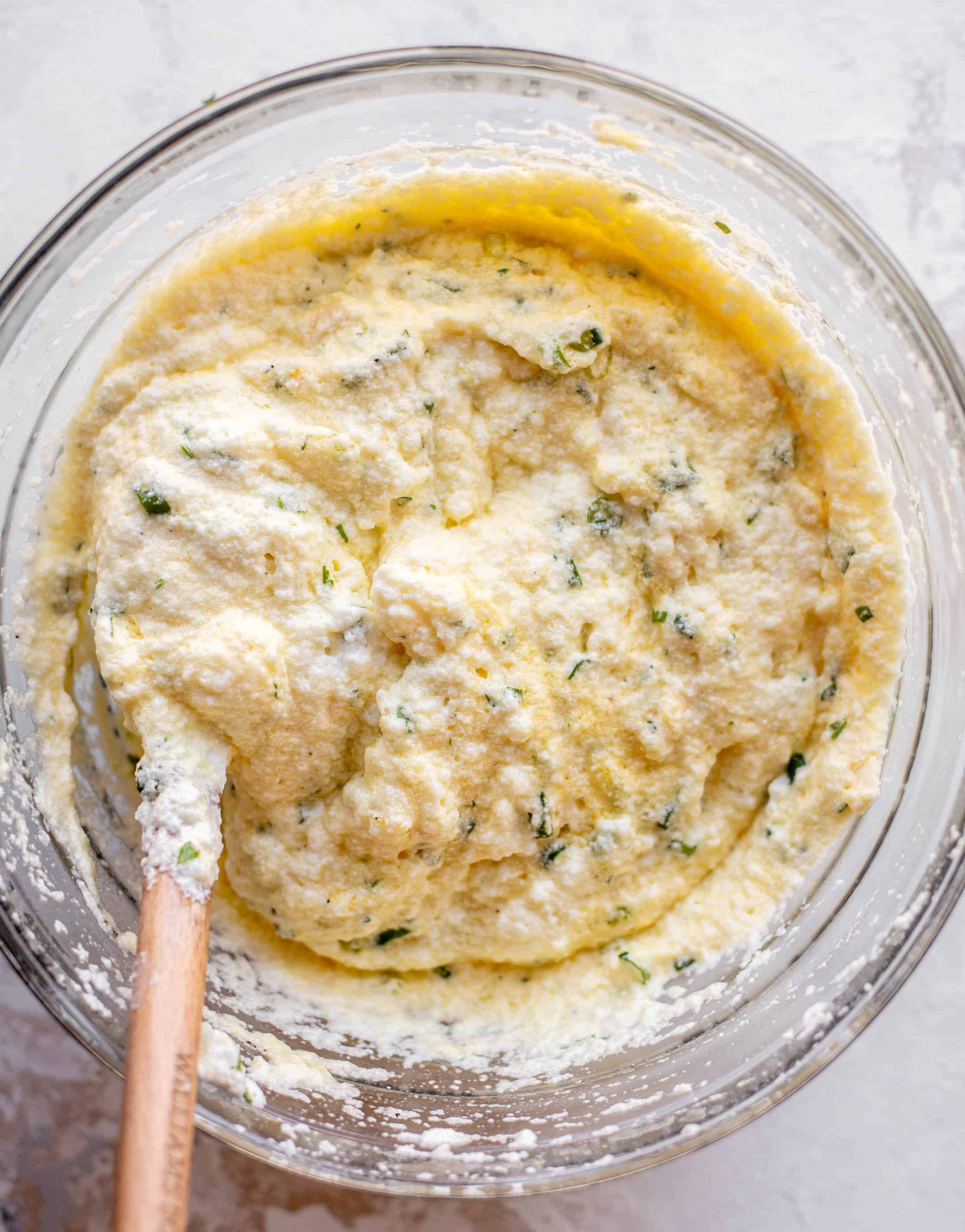 folding together souffle frittata