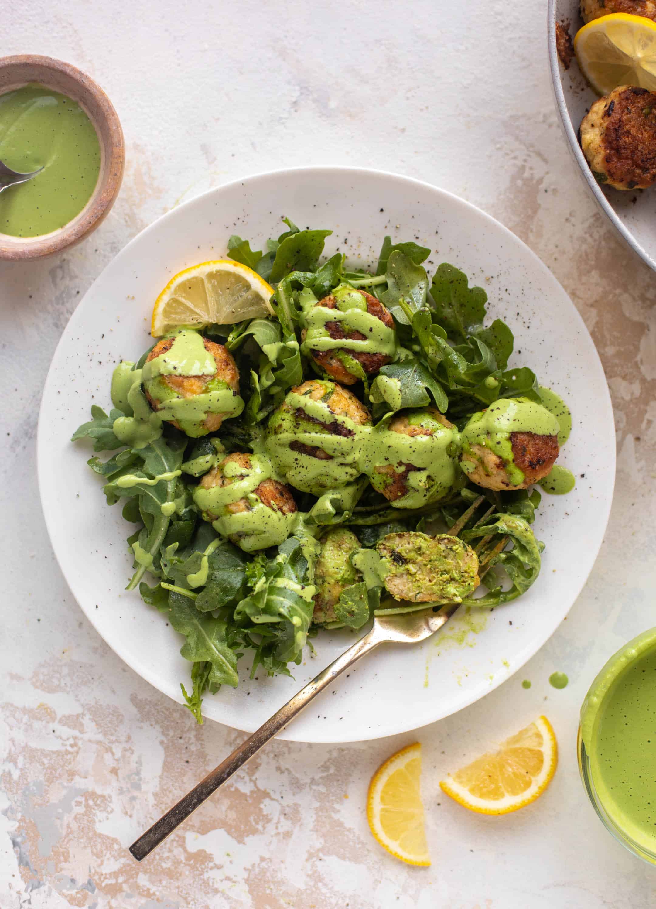 green goddess chicken ricotta meatballs
