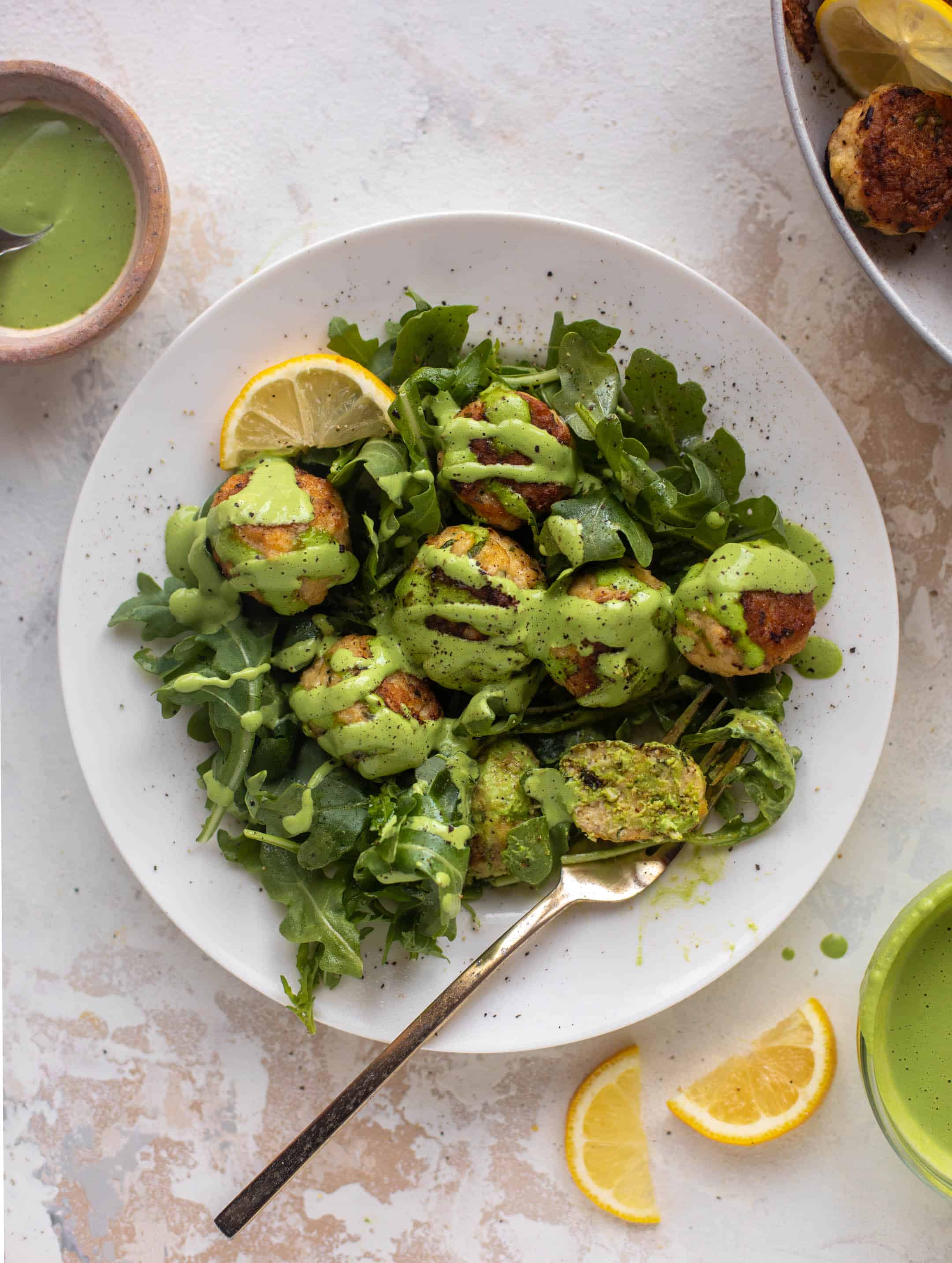 green goddess chicken ricotta meatballs