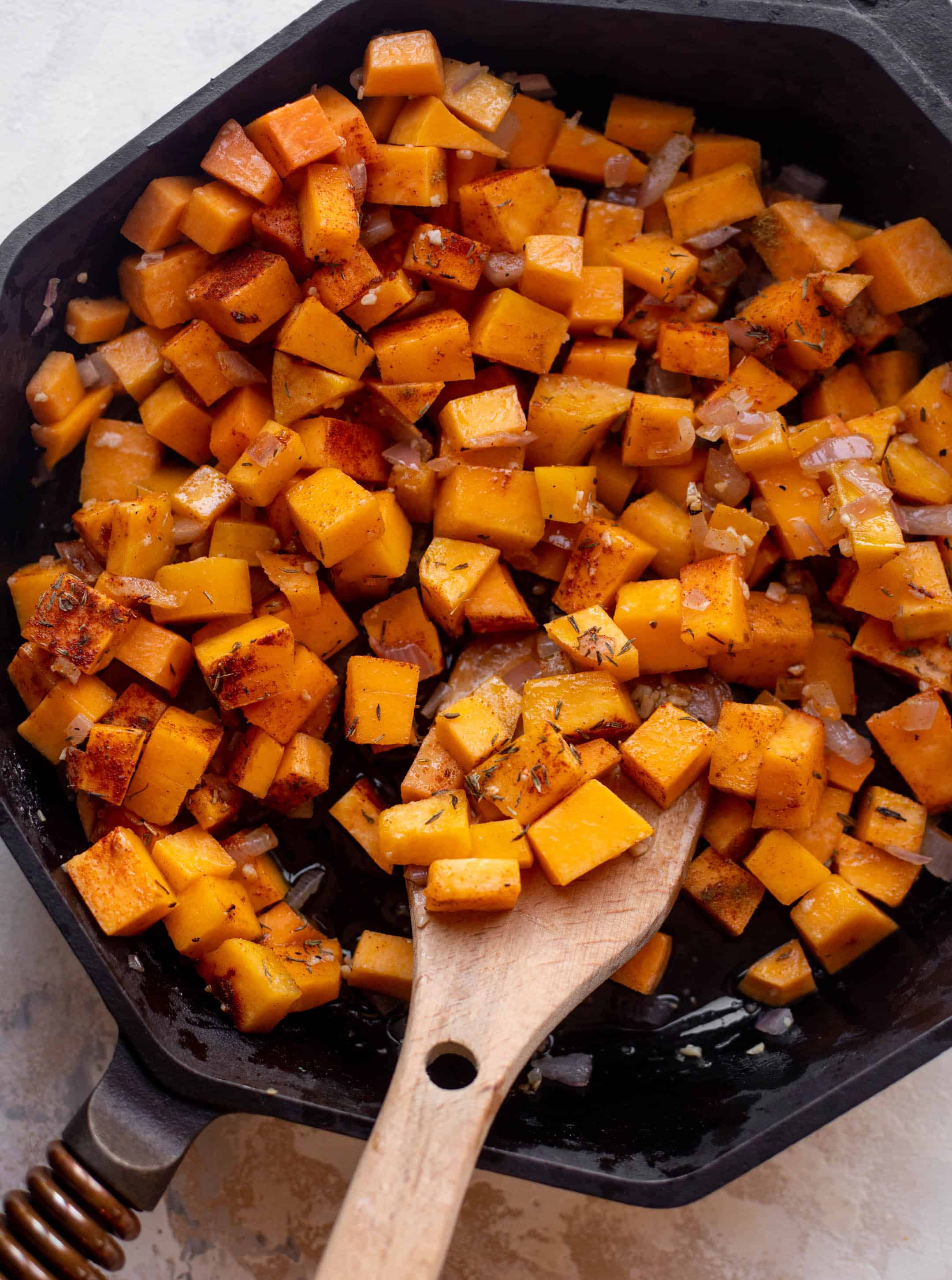 butternut squash in a skillet