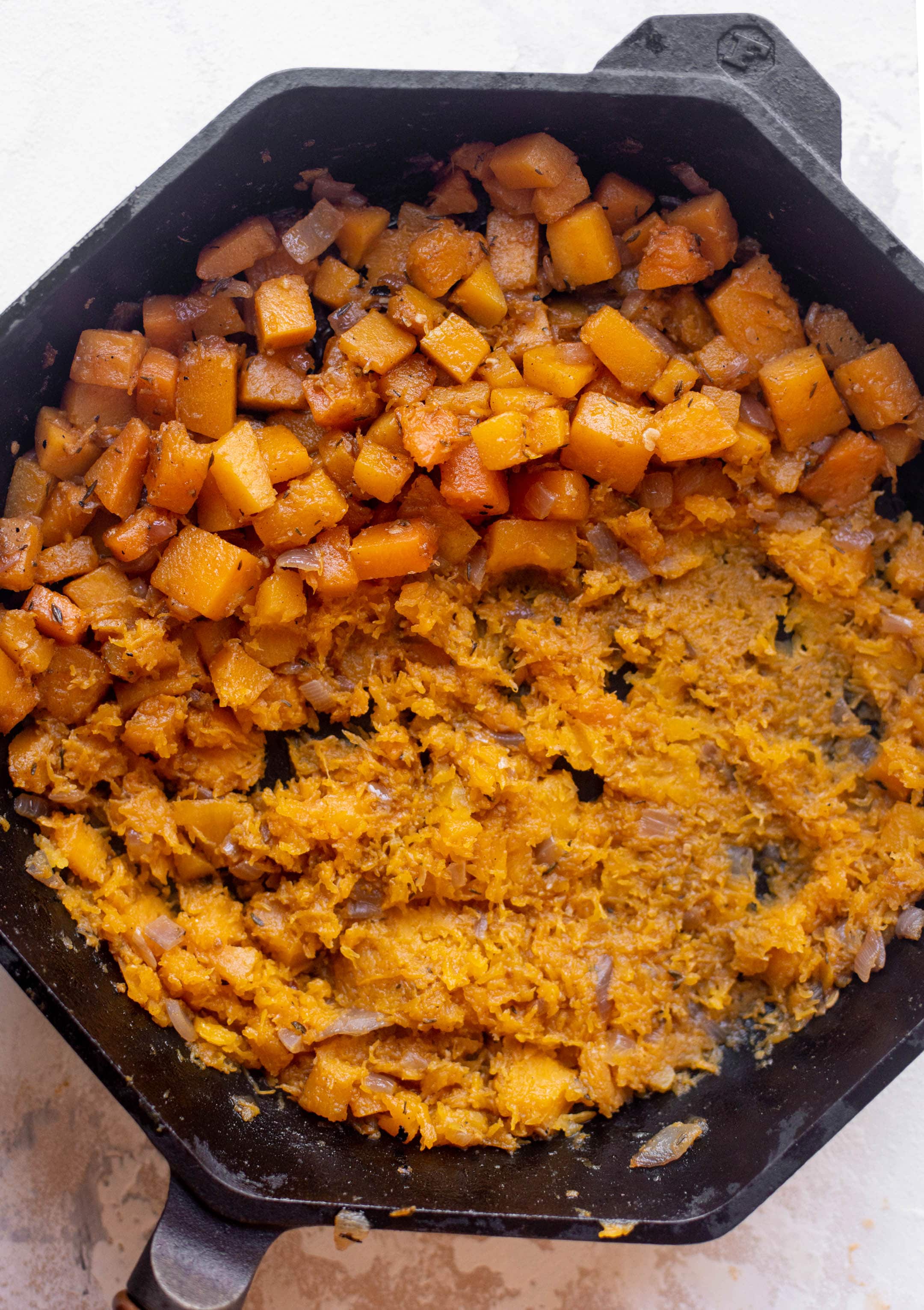 butternut squash in a skillet