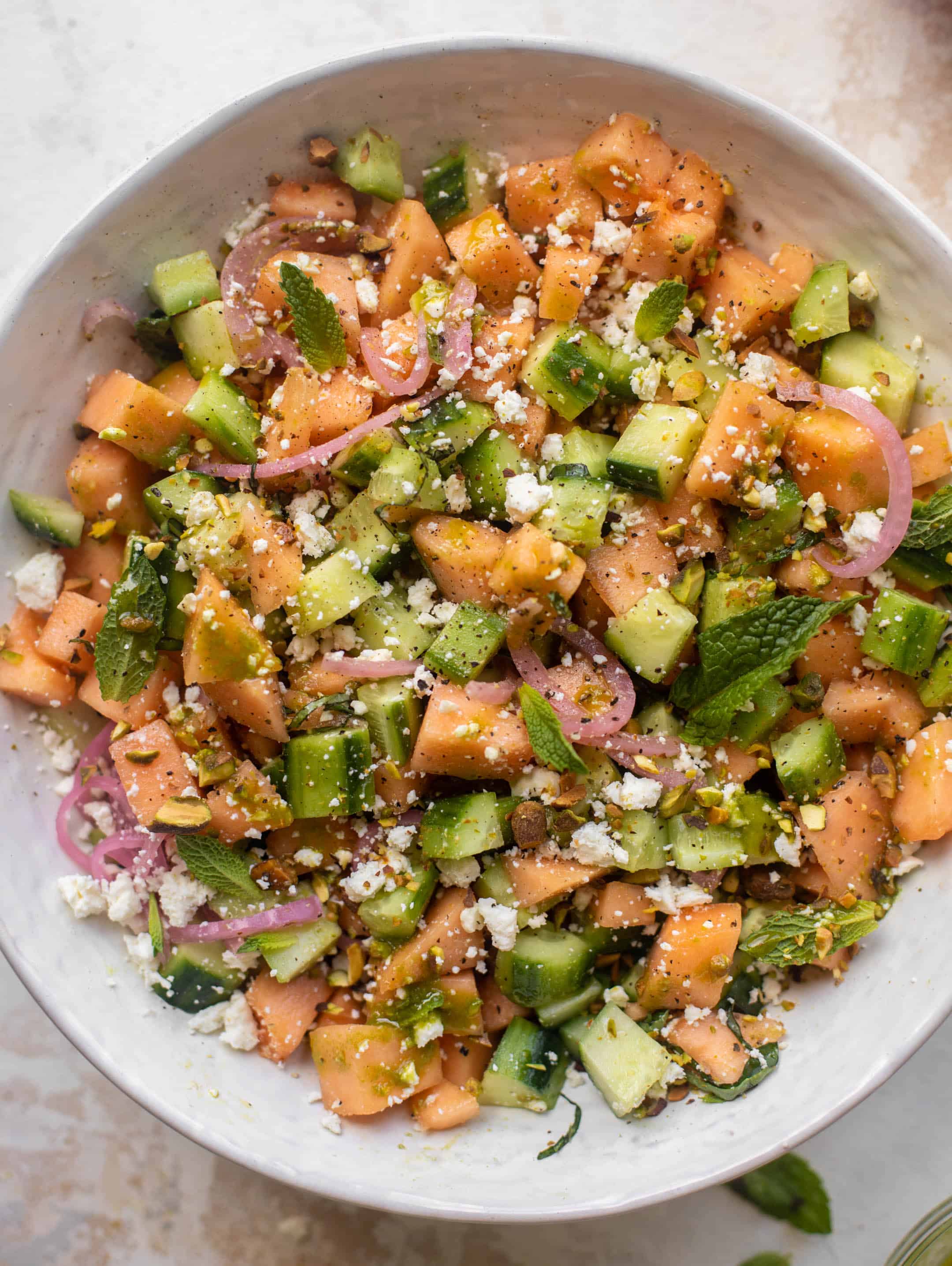 chopped cucumber melon salad