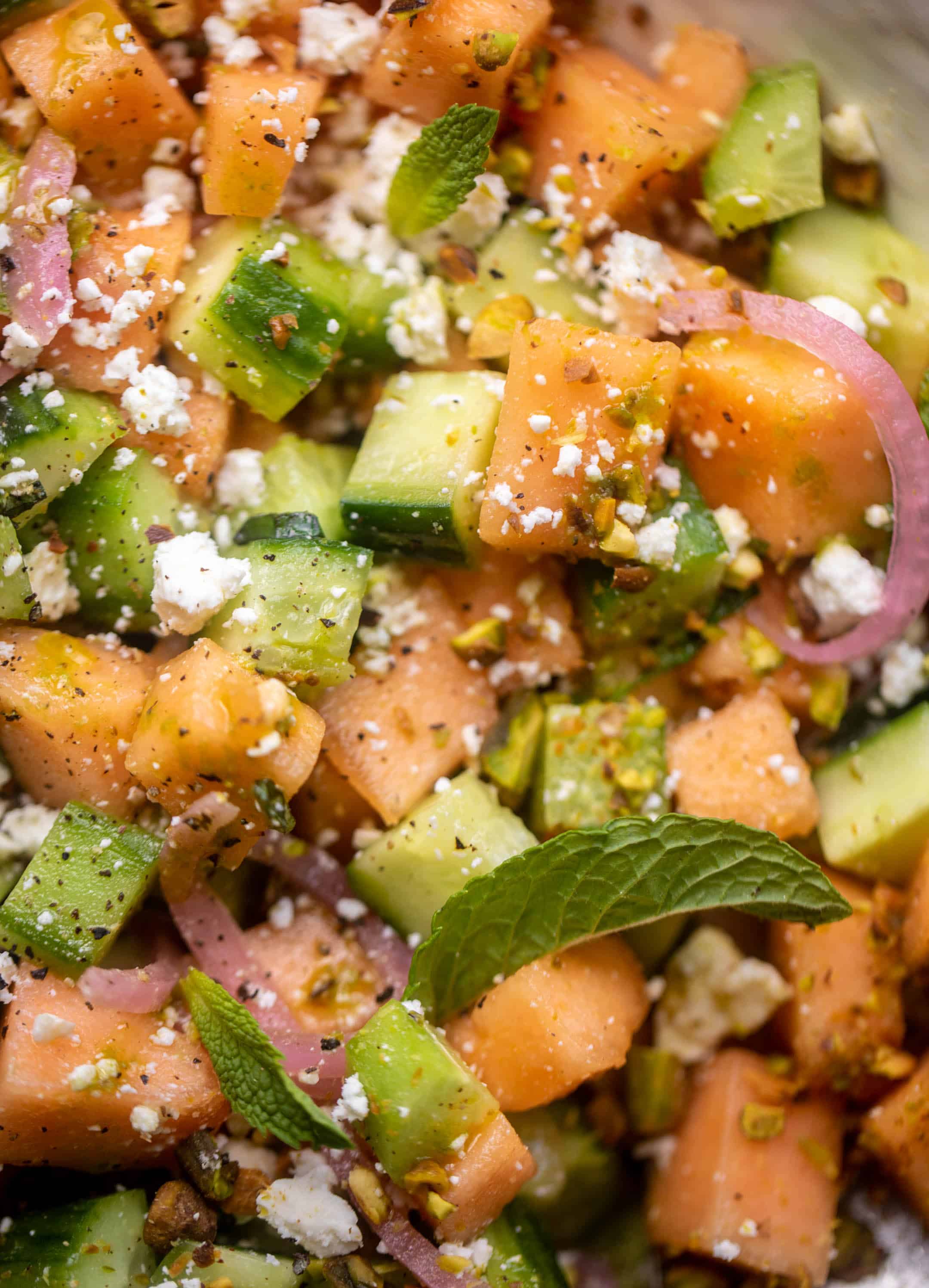 chopped cucumber melon salad