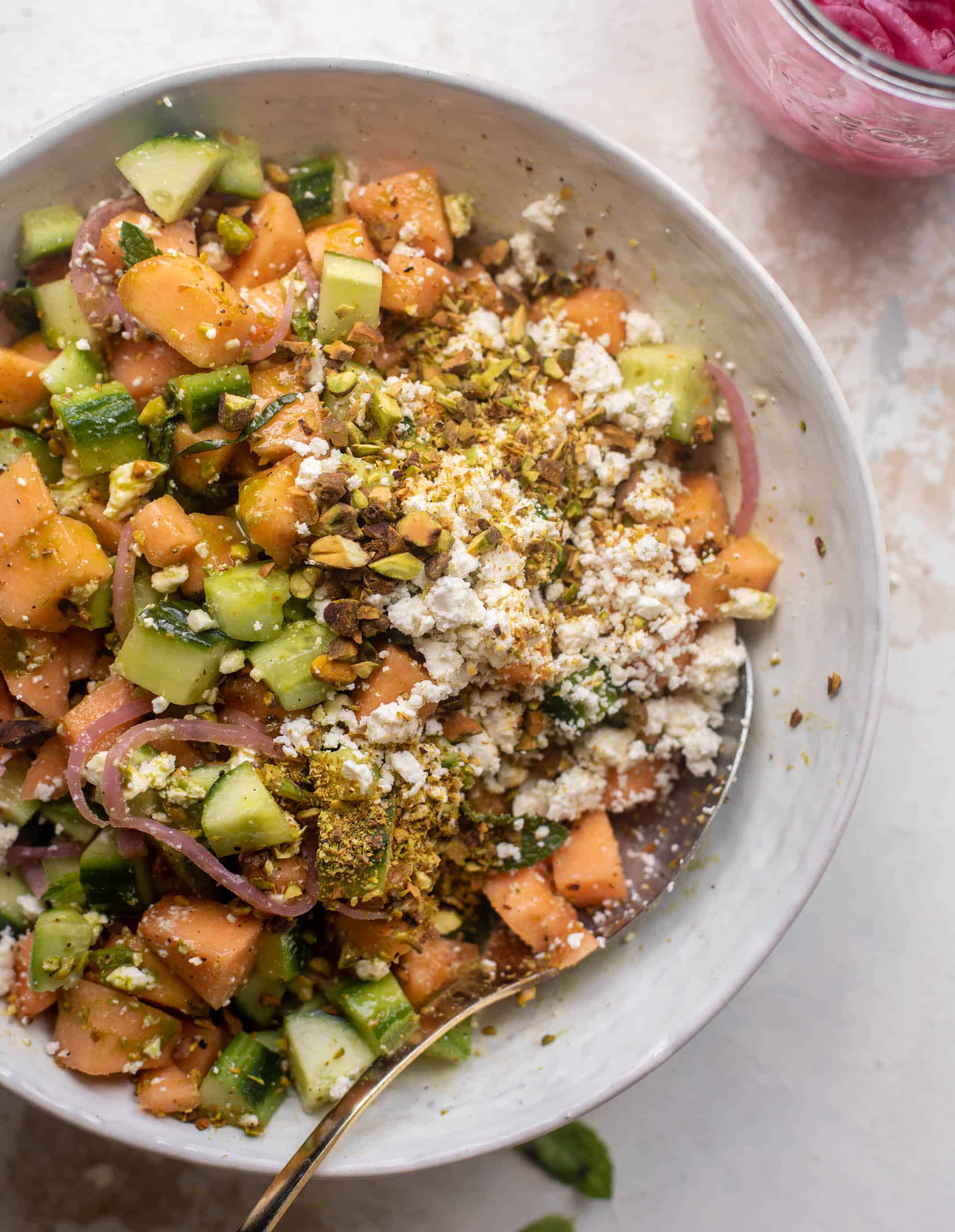 chopped cucumber melon salad