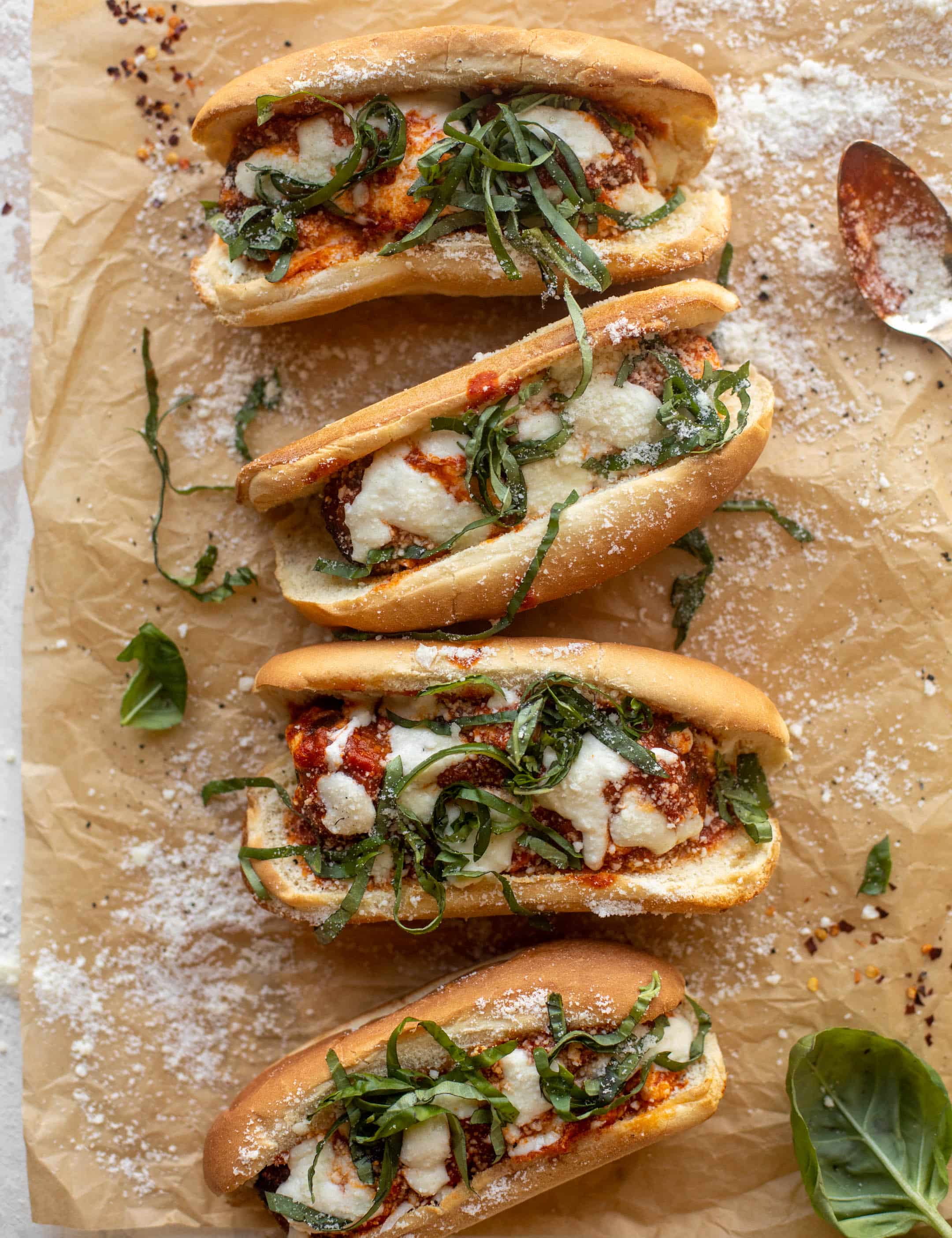 cheesy basil turkey meatballs subs