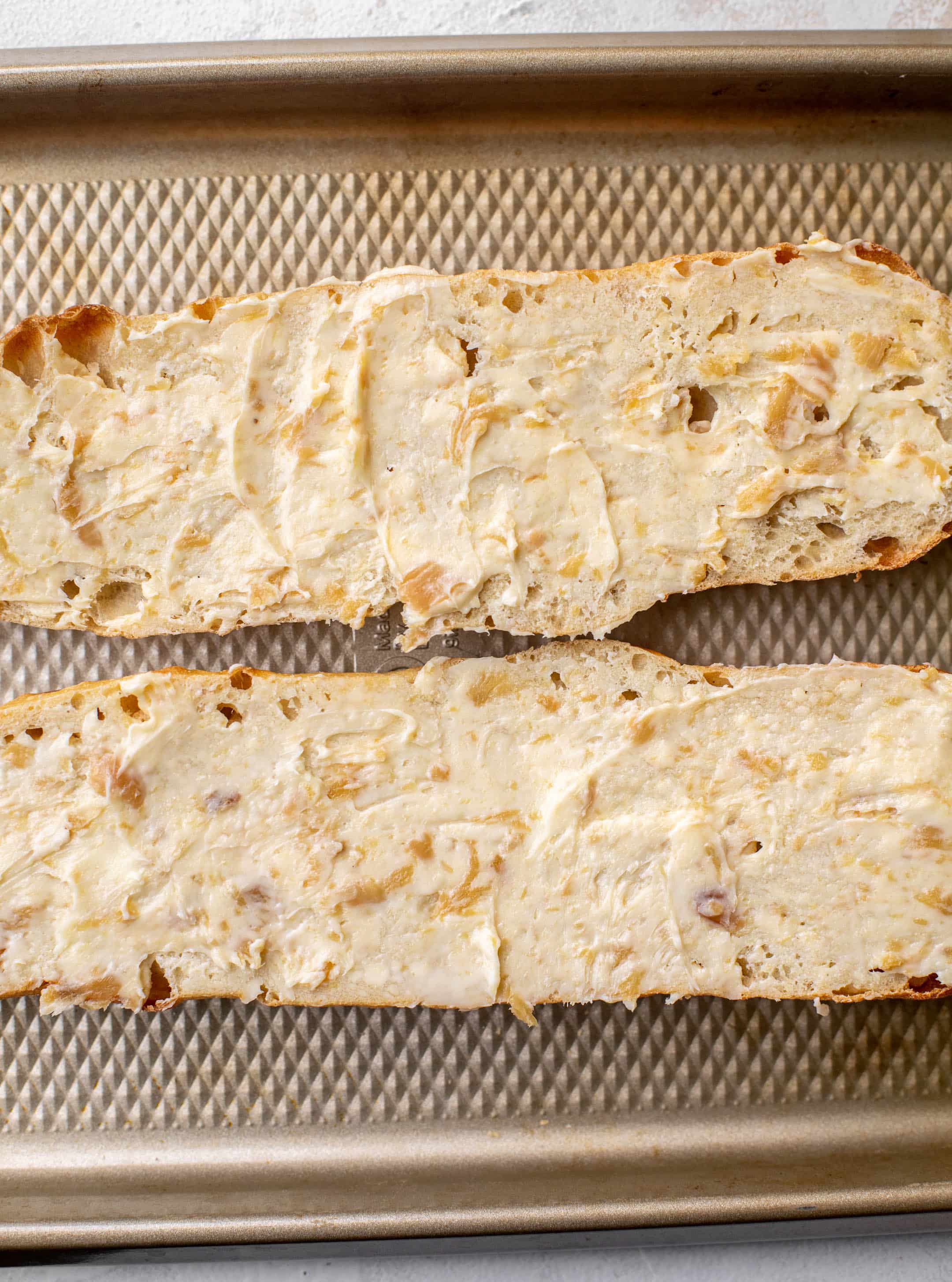 garlic butter on baguettes