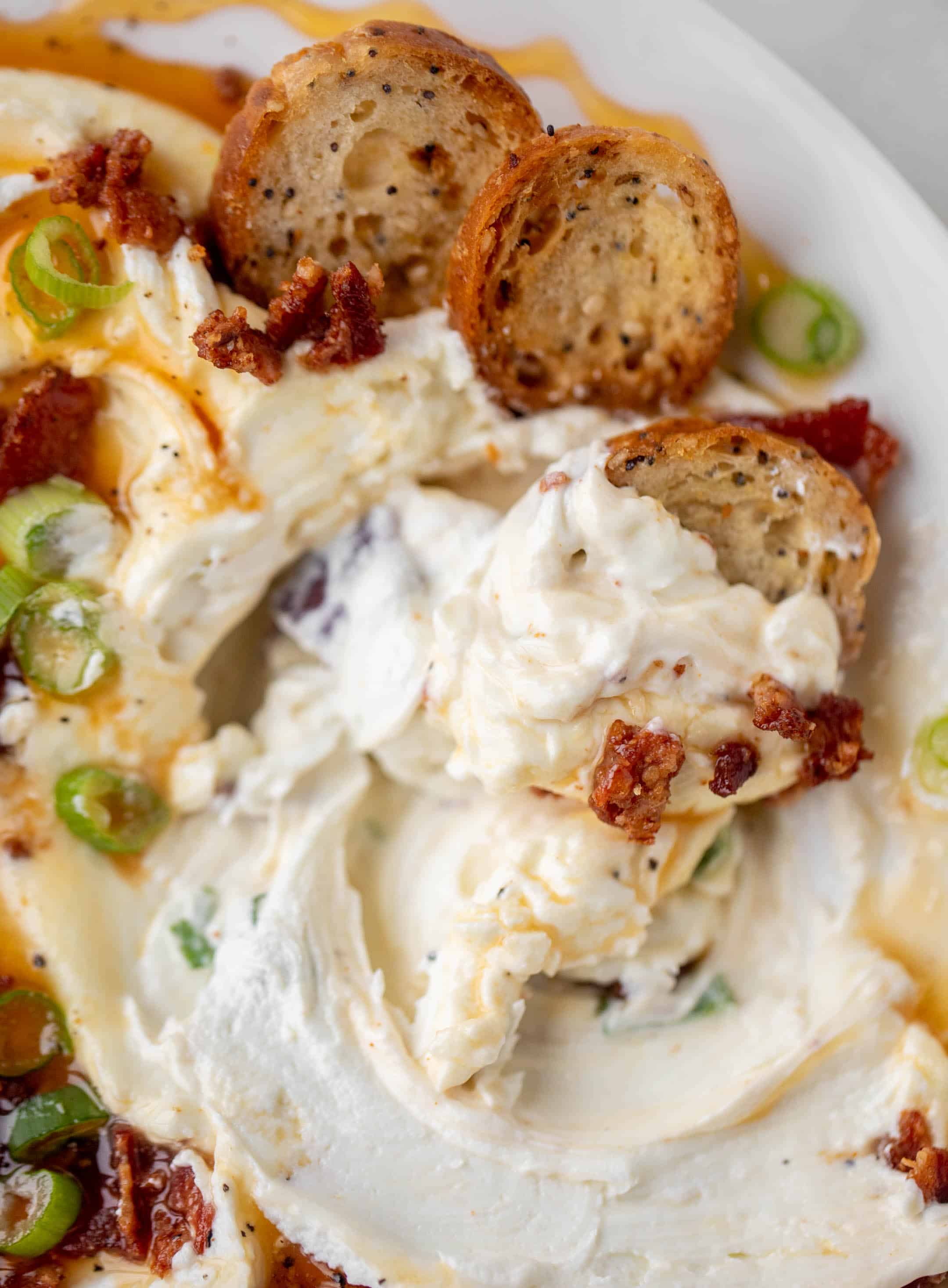 hot honey & bacon whipped goat cheese