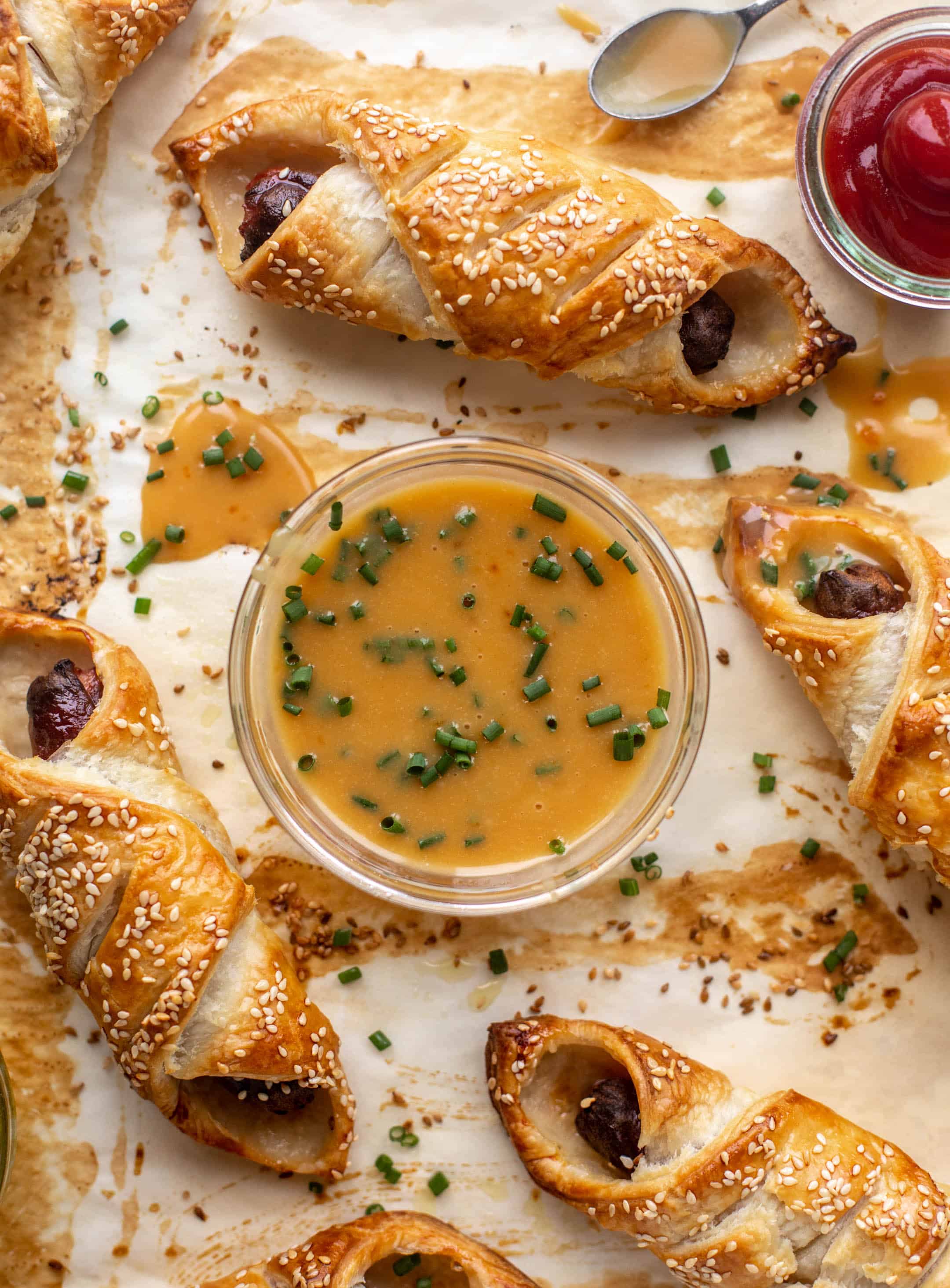 puff pastry hot dogs with hot honey mustard