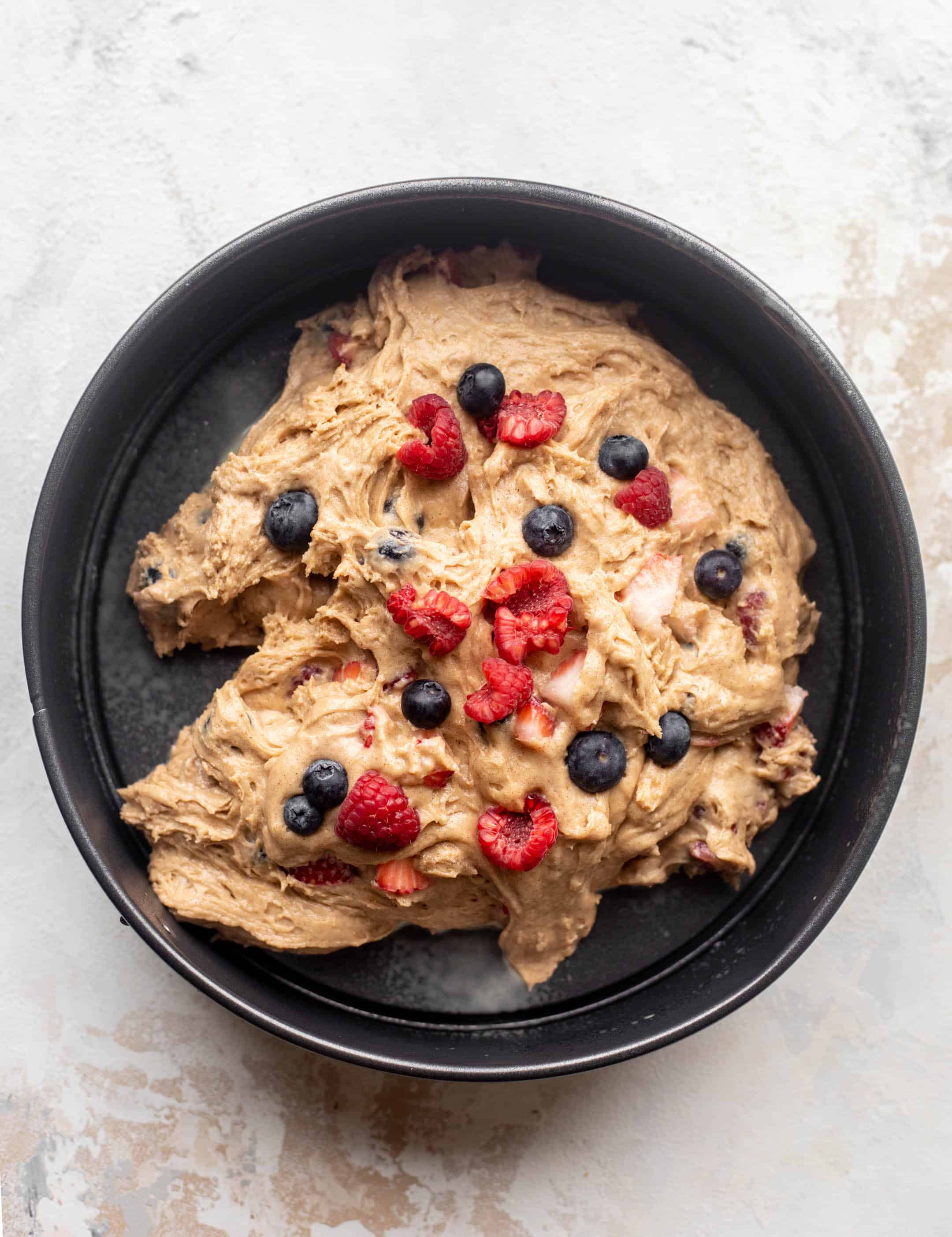 triple berry cream cheese coffee cake batter