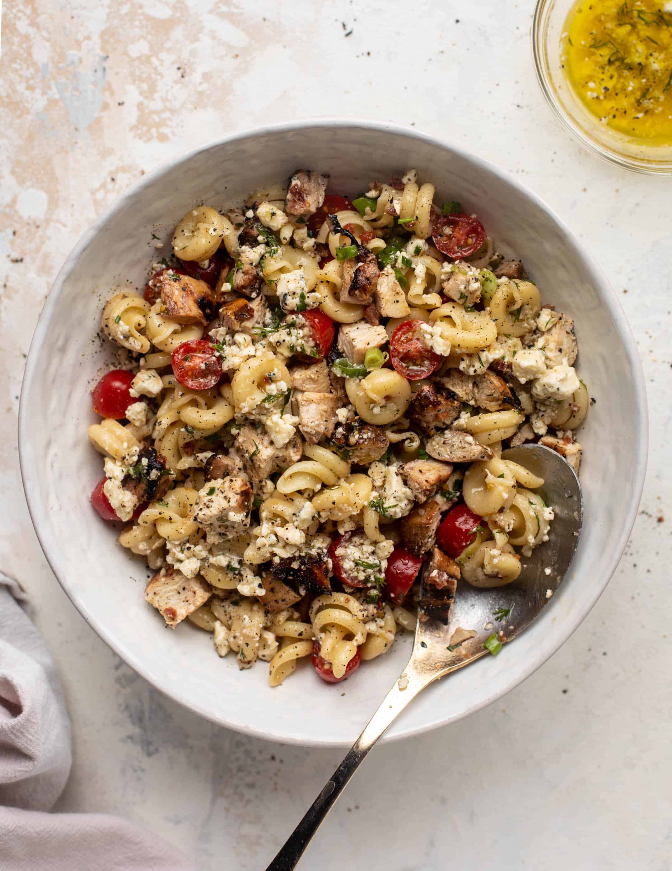 grilled chicken pasta salad with gorgonzola vinaigrette