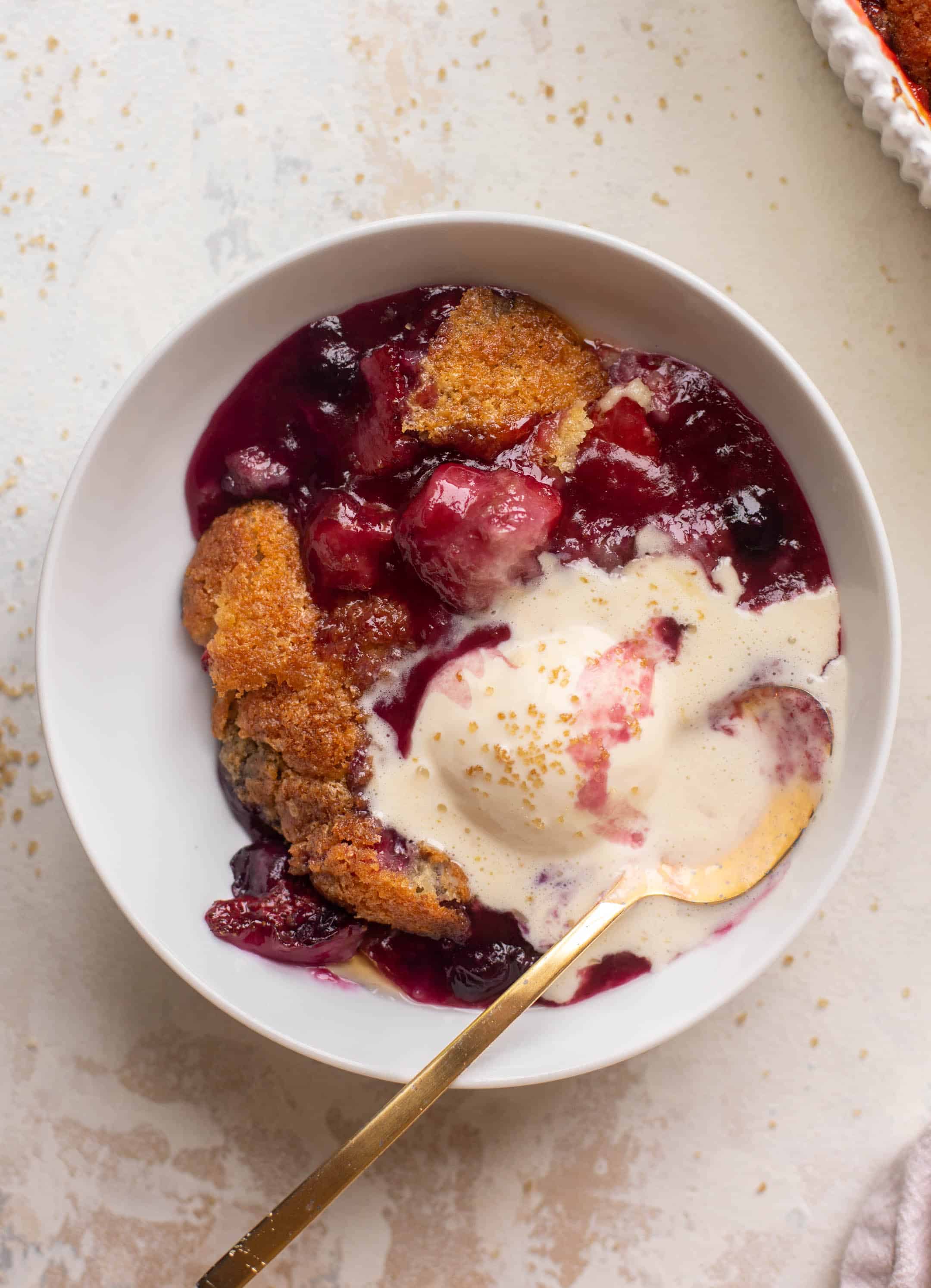 double berry mascarpone cobbler