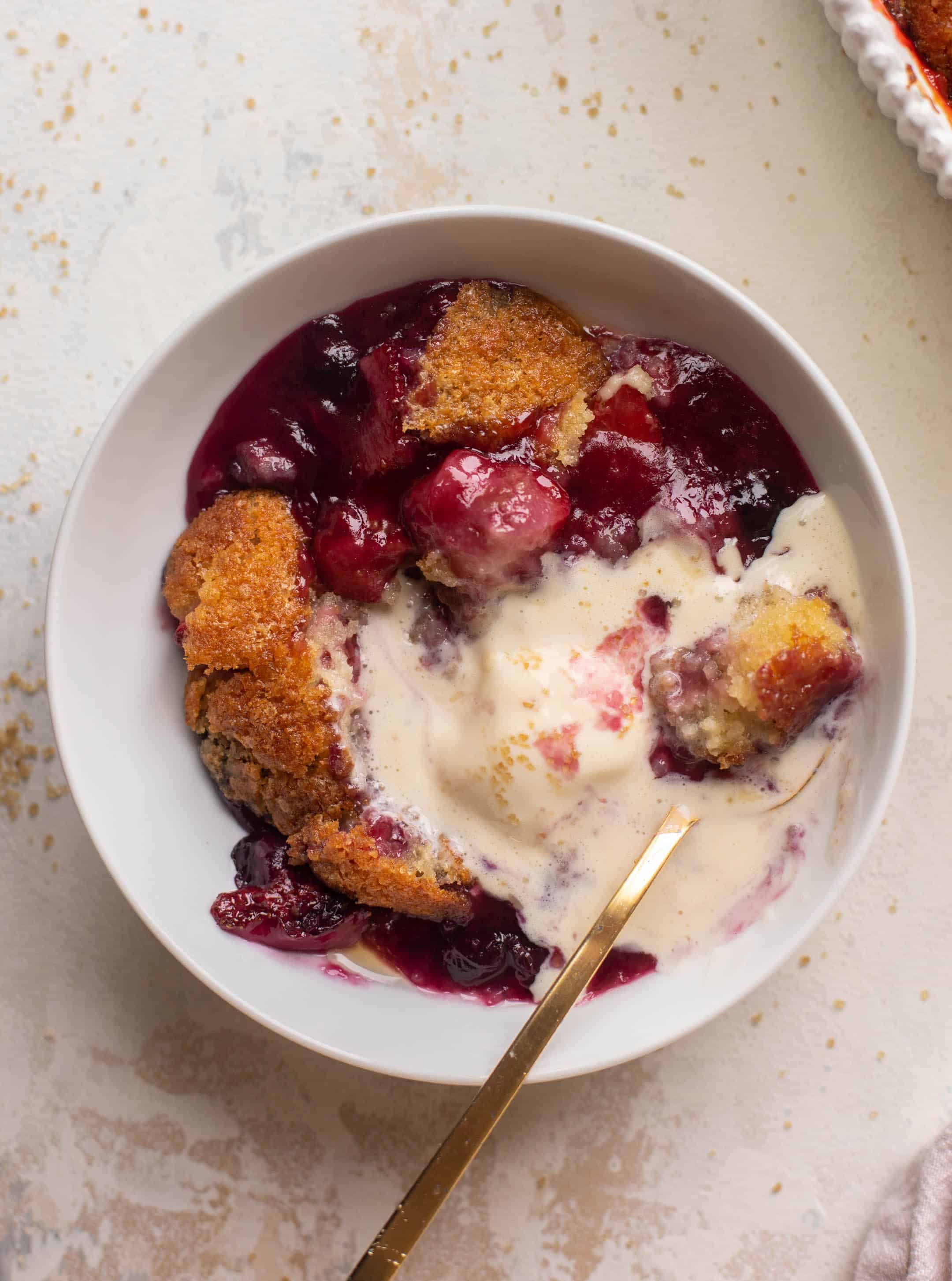 double berry mascarpone cobbler