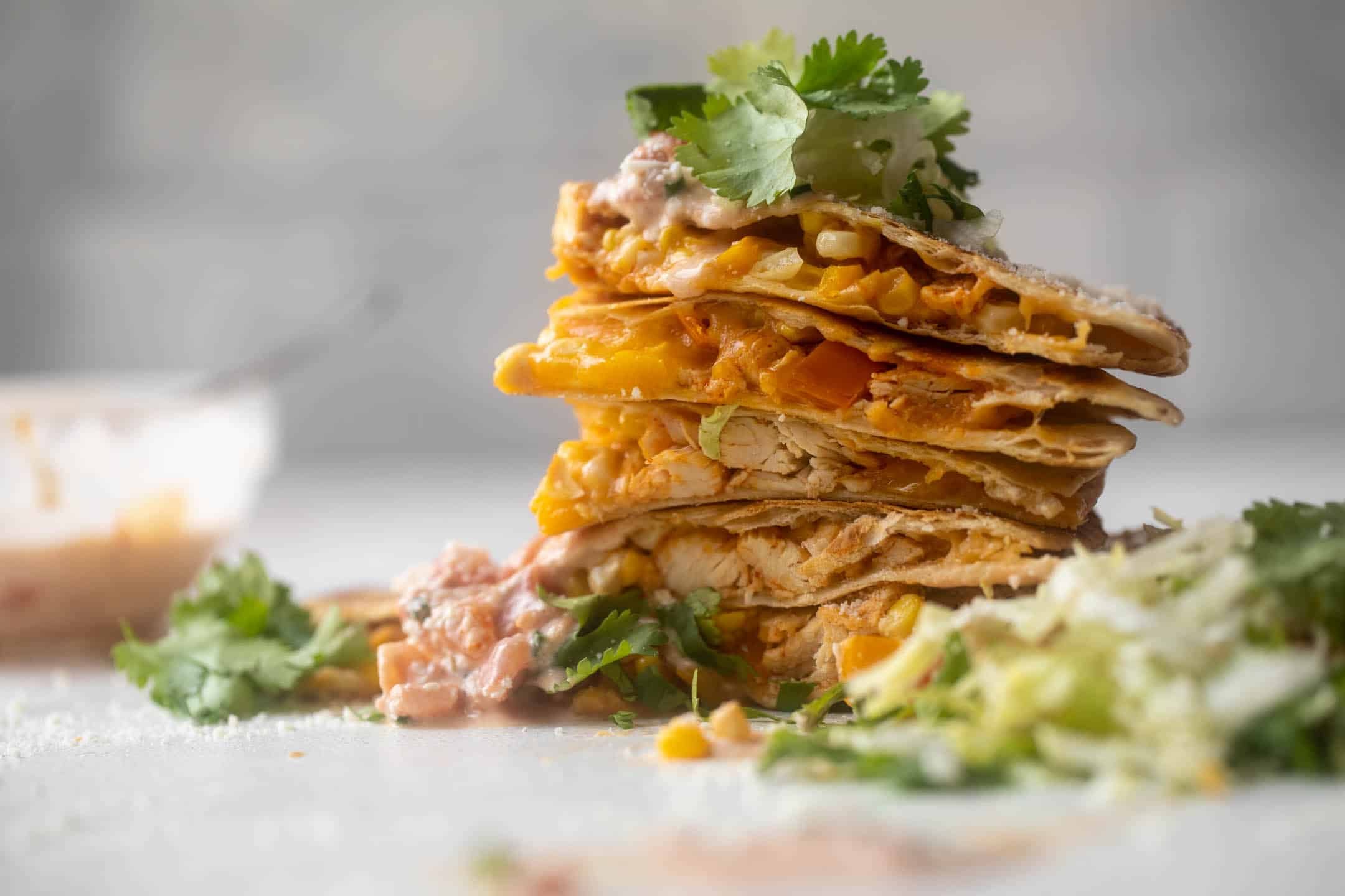 honey chipotle chicken quesadillas