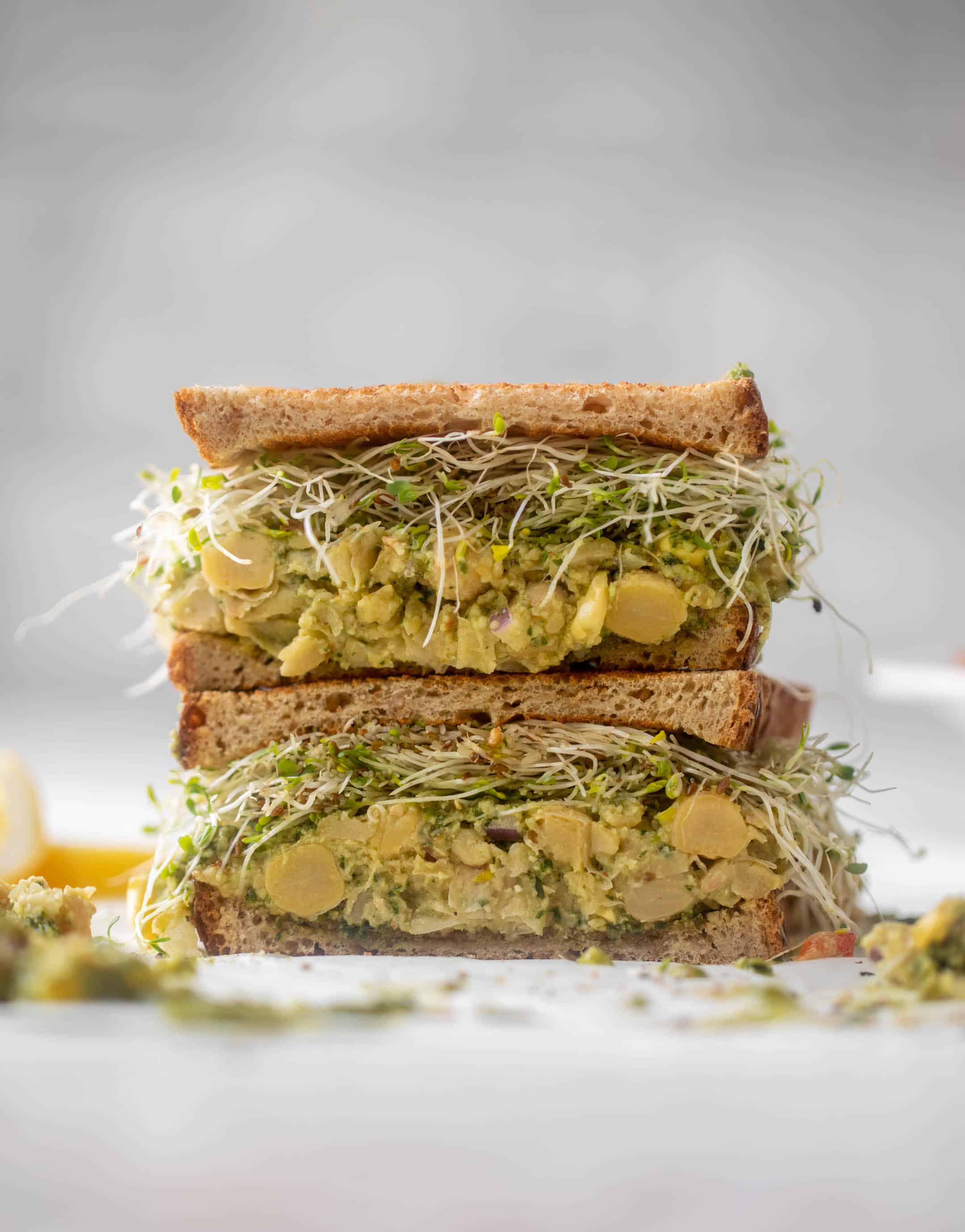 pesto smashed chickpea salad