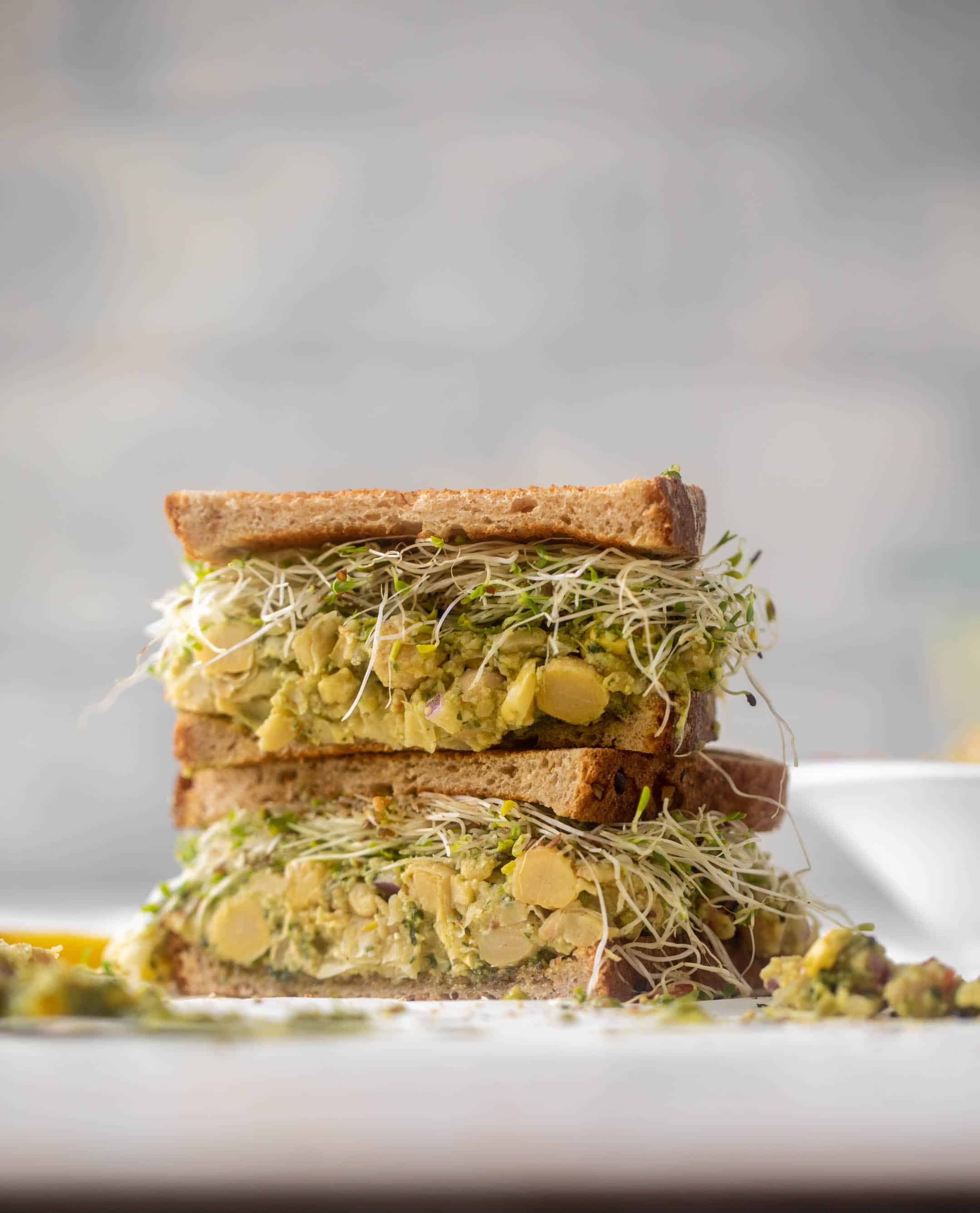 pesto smashed chickpea salad