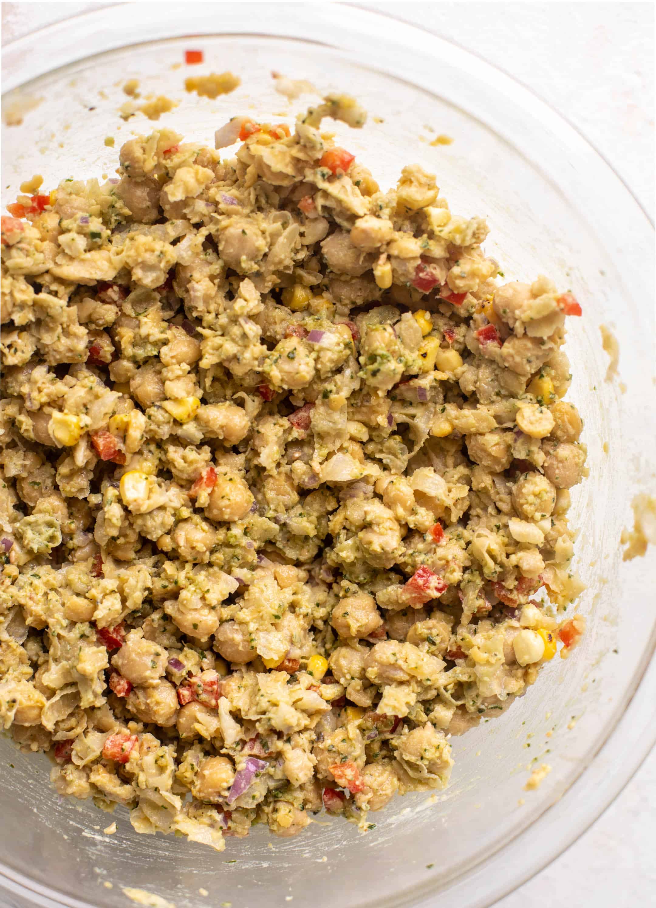 pesto smashed chickpea salad