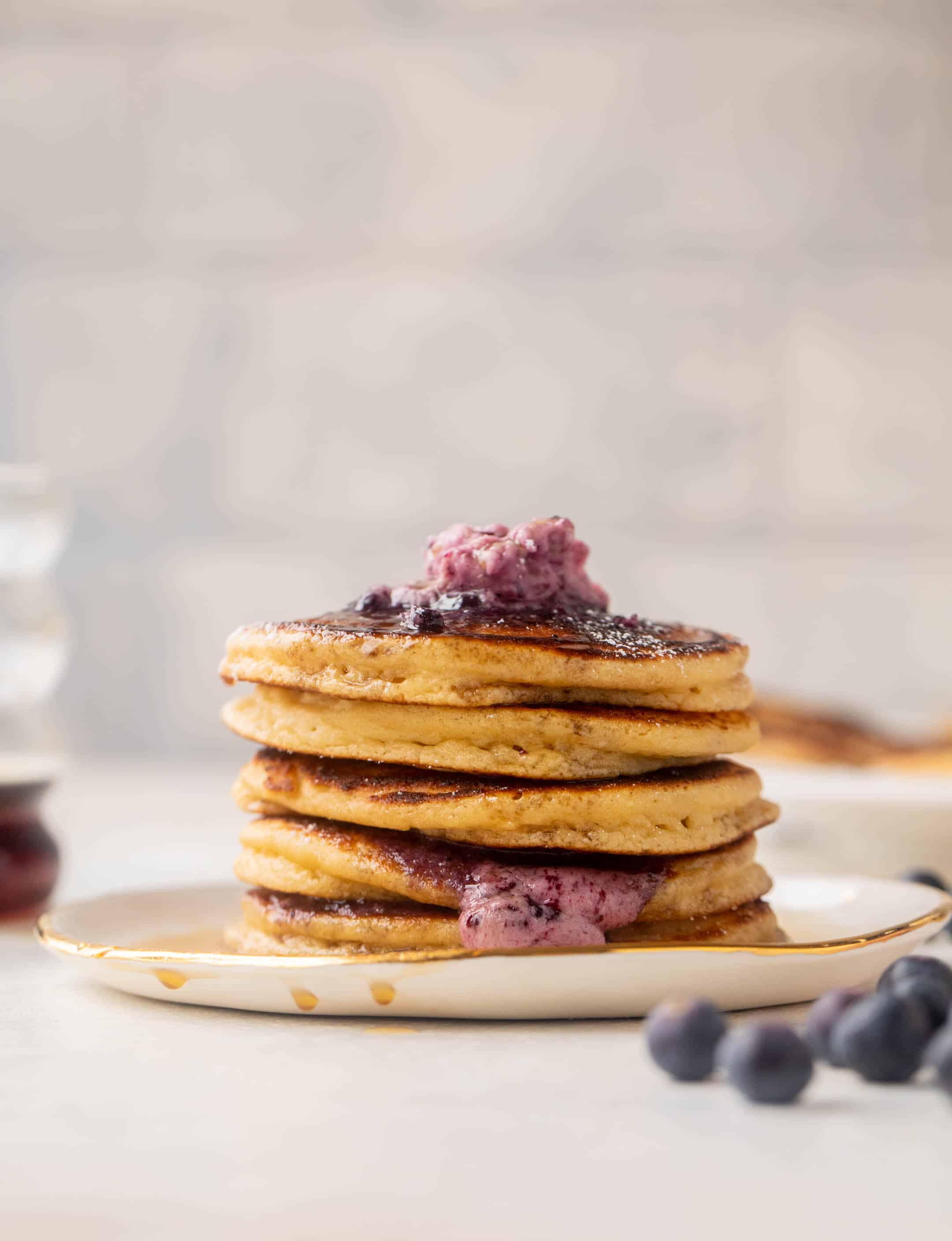 ricotta pancakes with salted blueberry butter