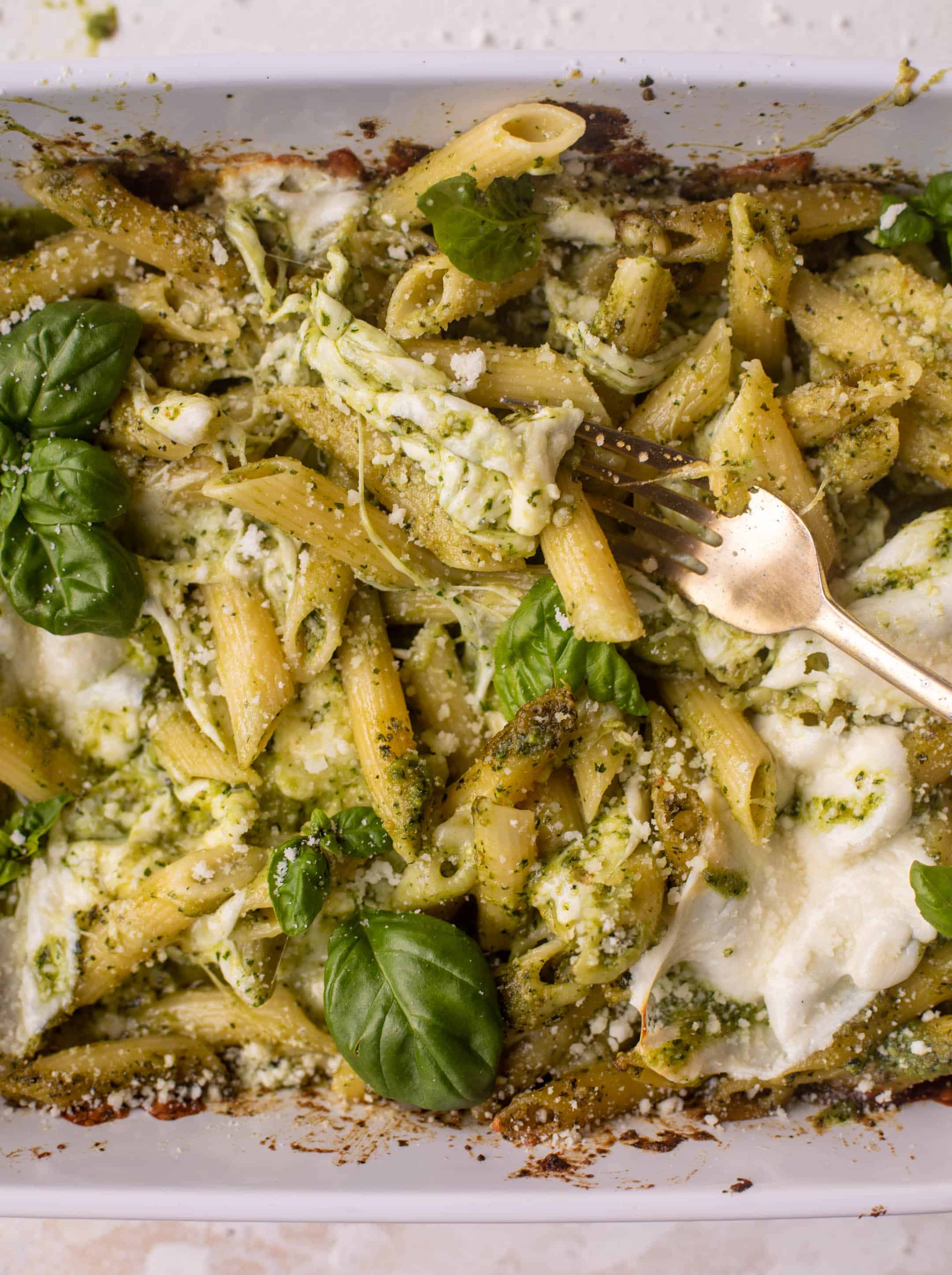 cheesy baked pesto pasta