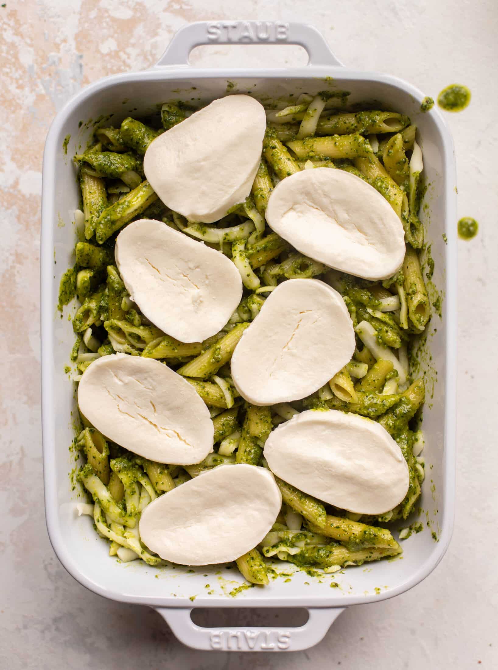cheesy baked pesto pasta