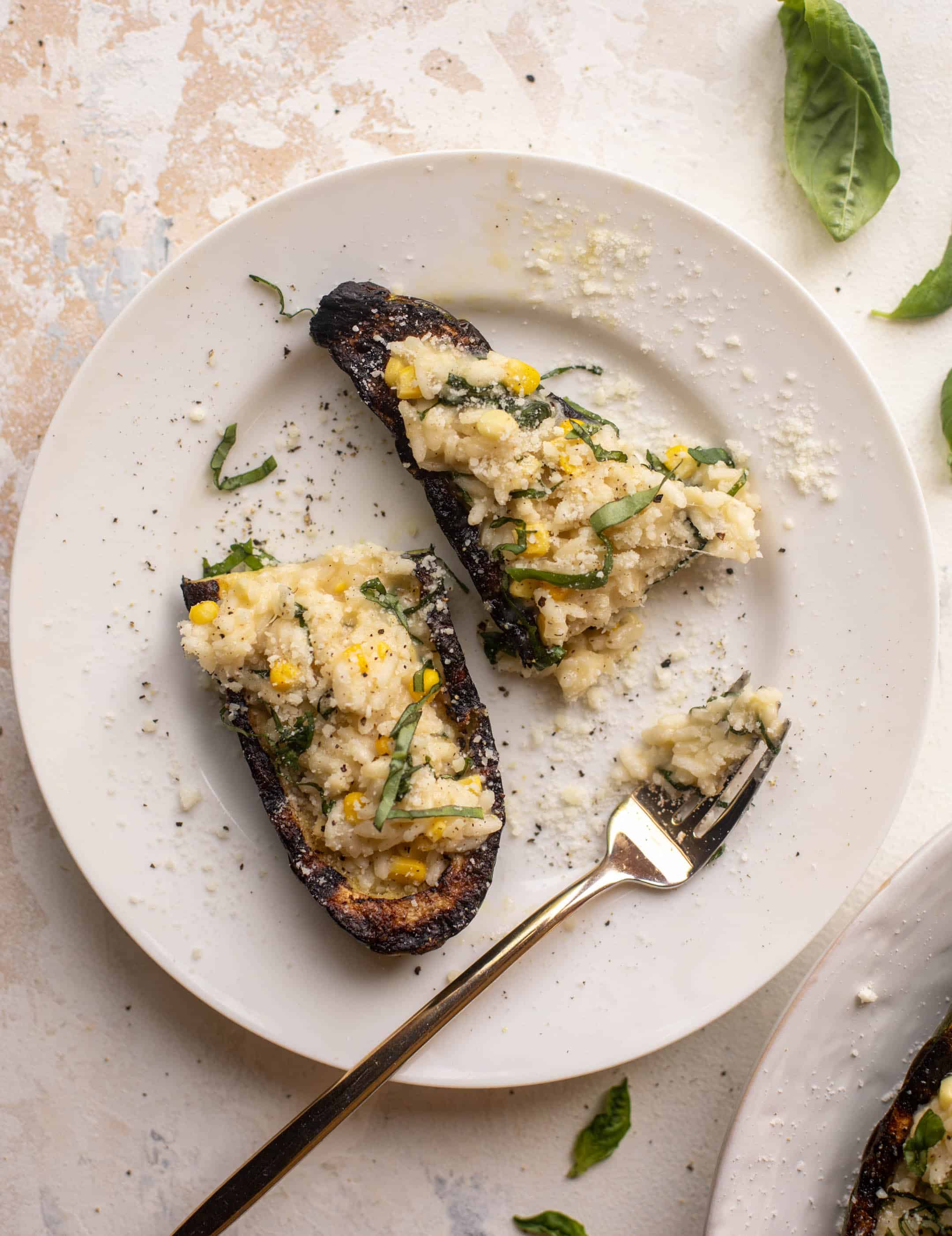 risotto stuffed grilled zucchini