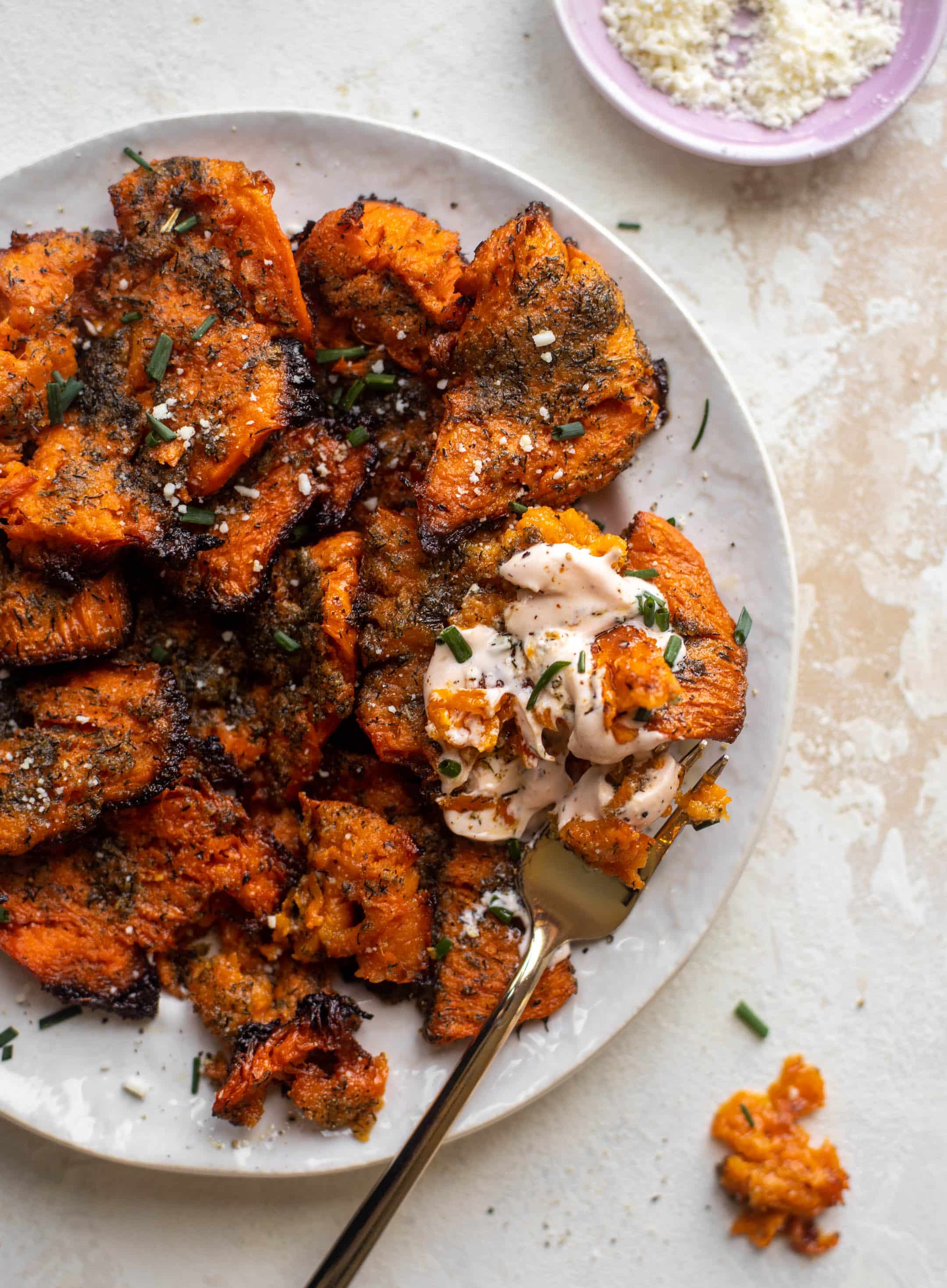 ranch smashed sweet potatoes