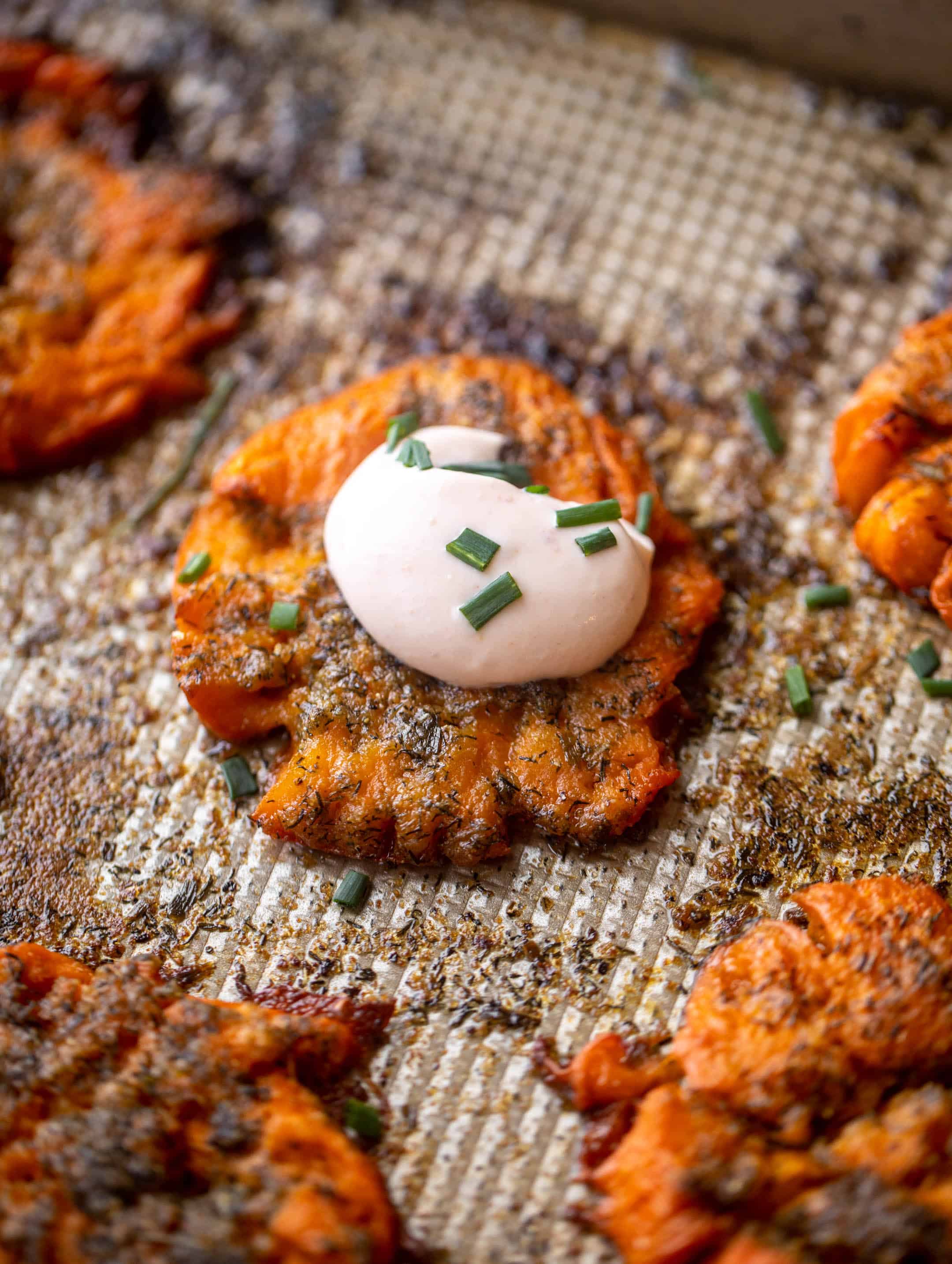 ranch smashed sweet potatoes