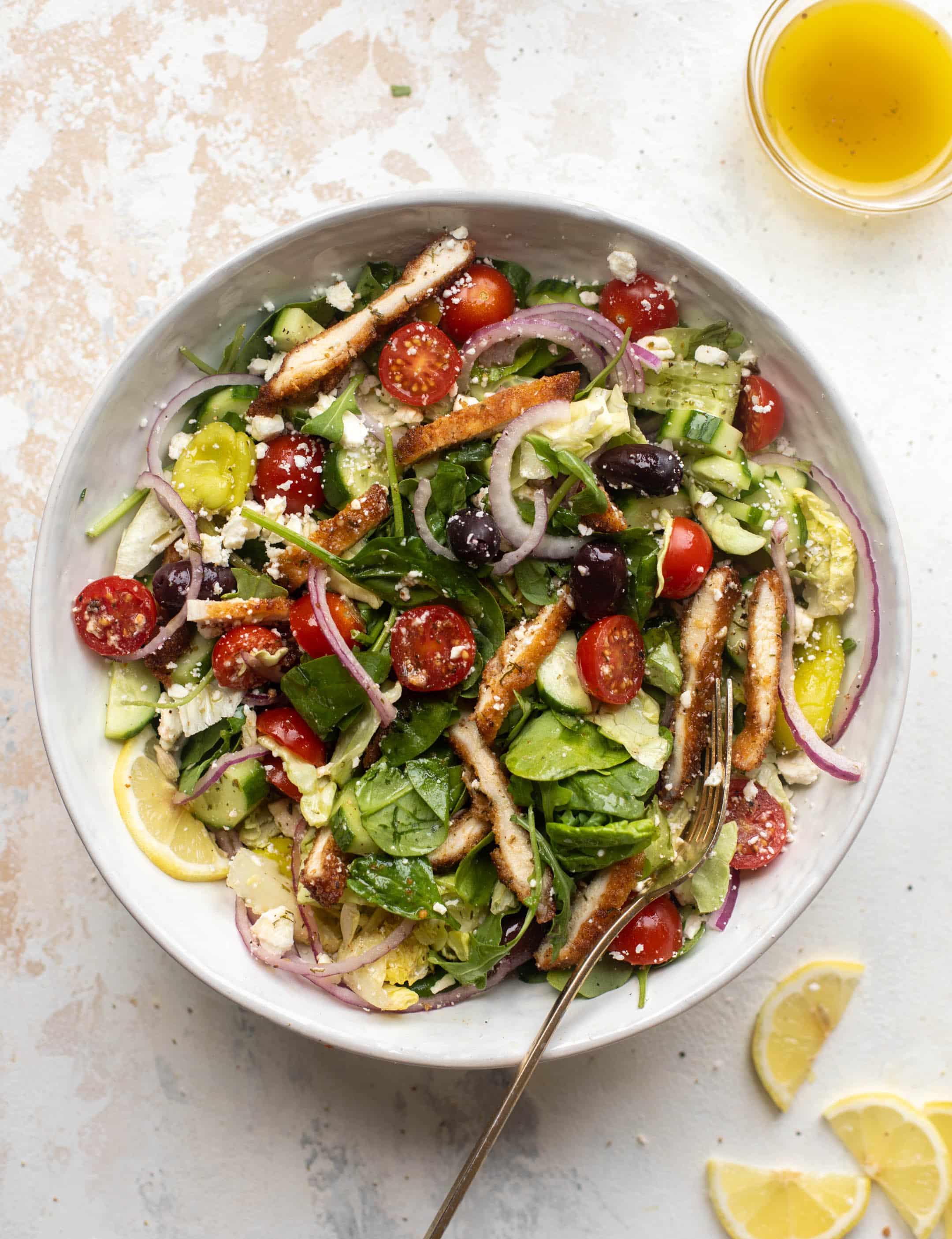 crispy chicken mediterranean salad