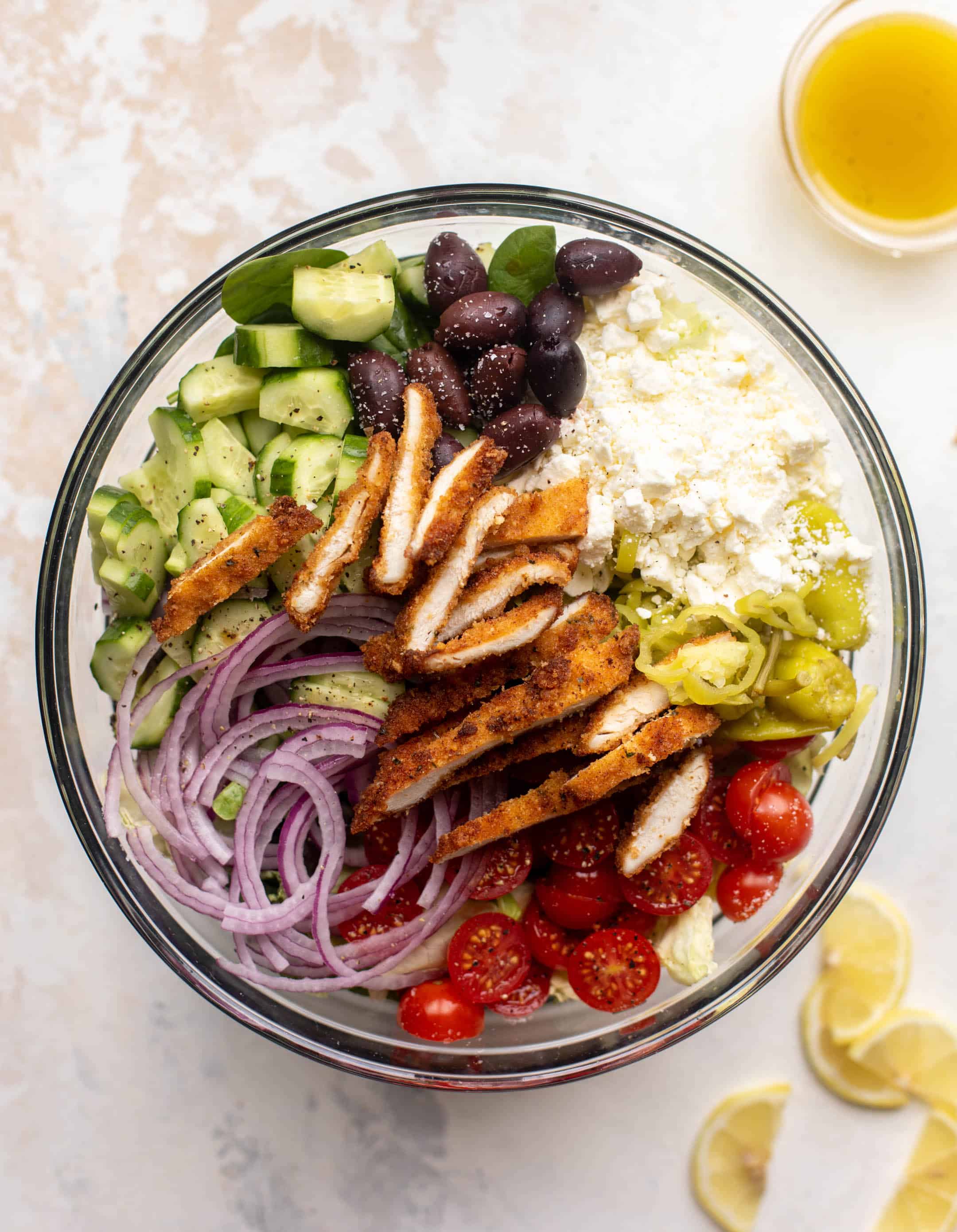 crispy chicken mediterranean salad