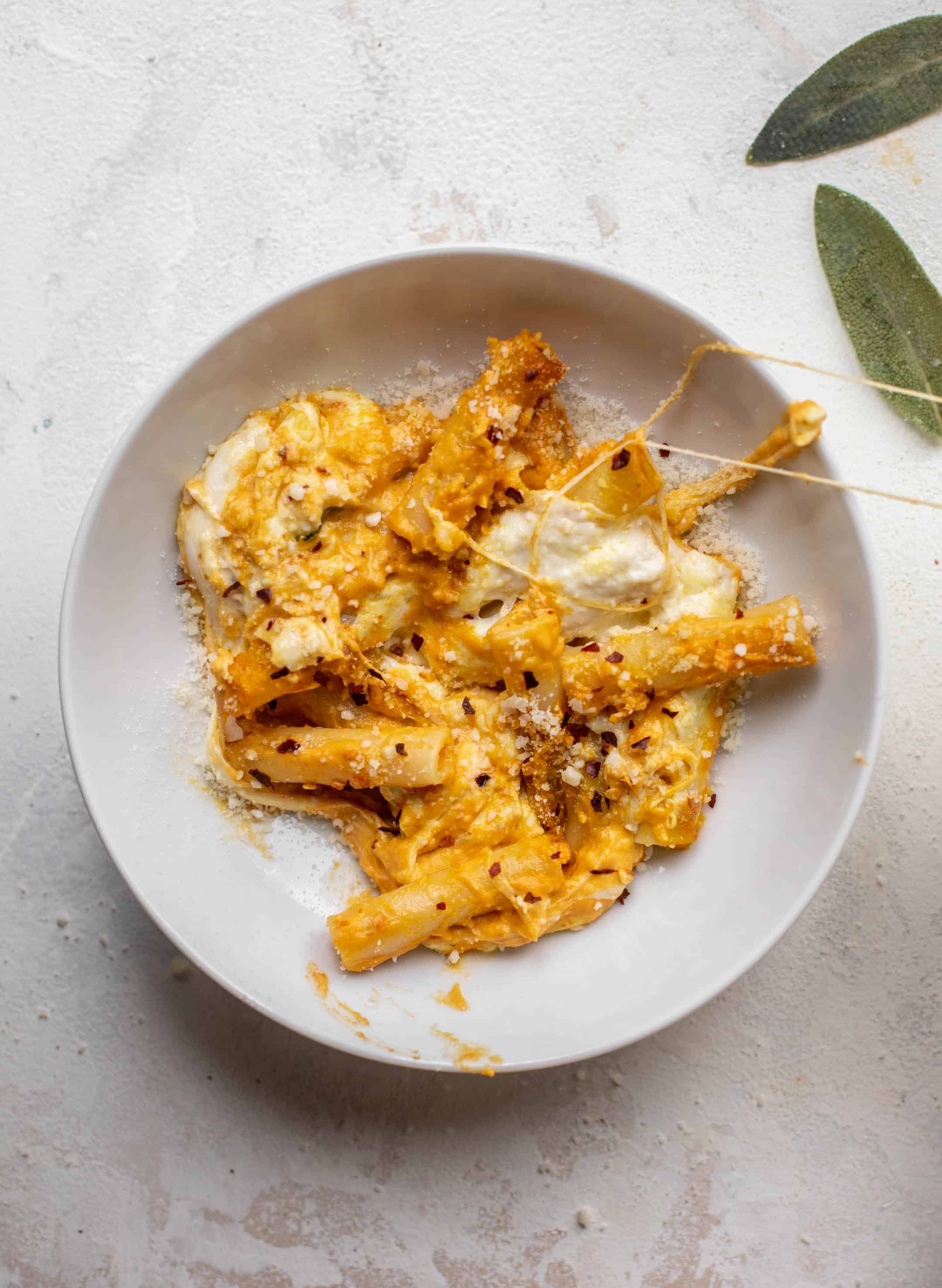 pumpkin burrata baked ziti