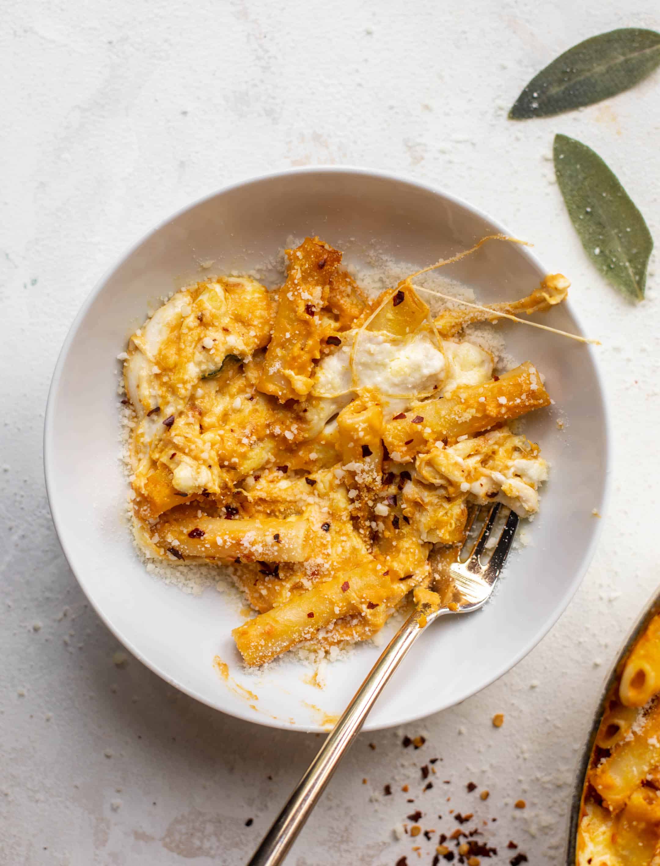 pumpkin burrata baked ziti