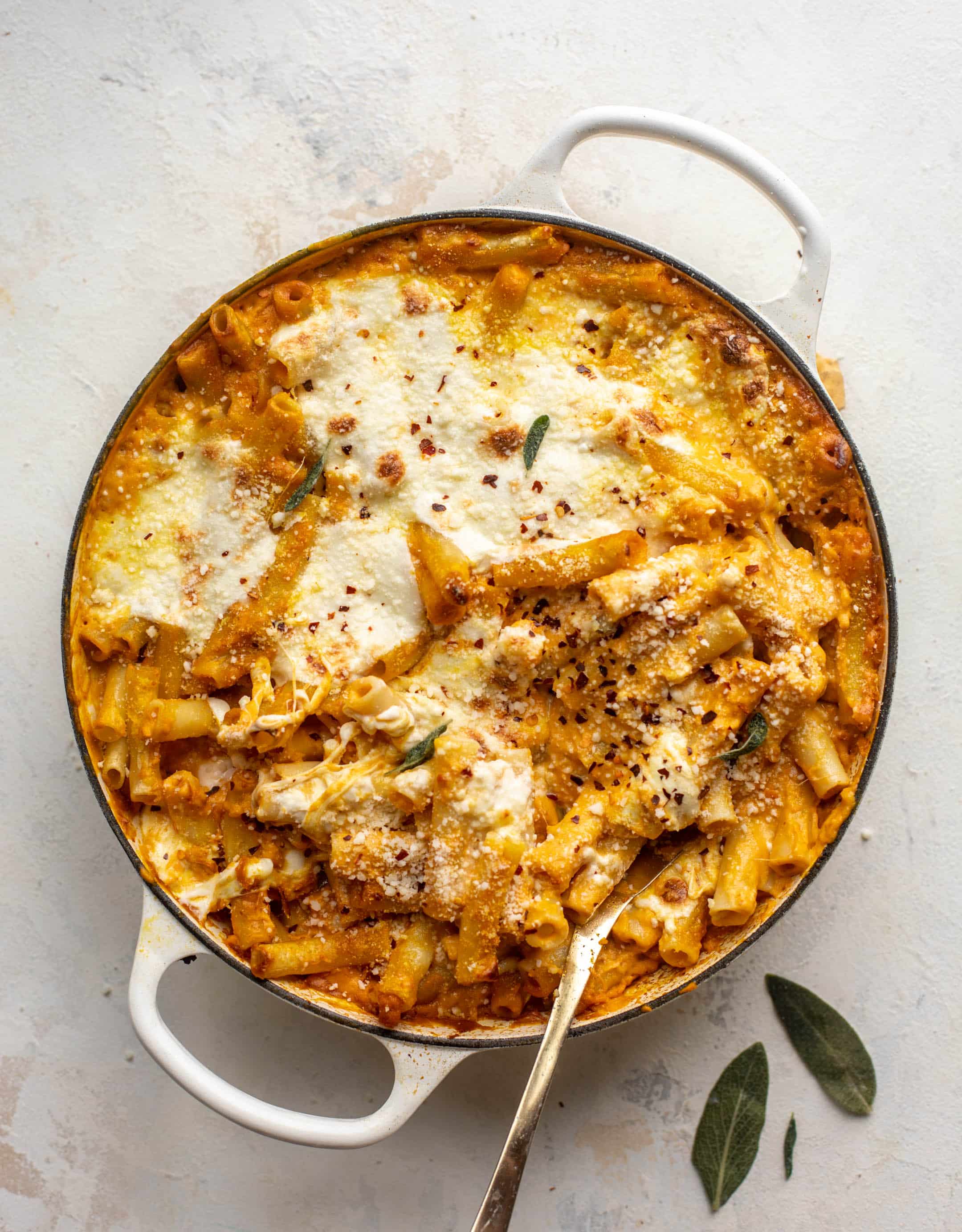 pumpkin burrata baked ziti