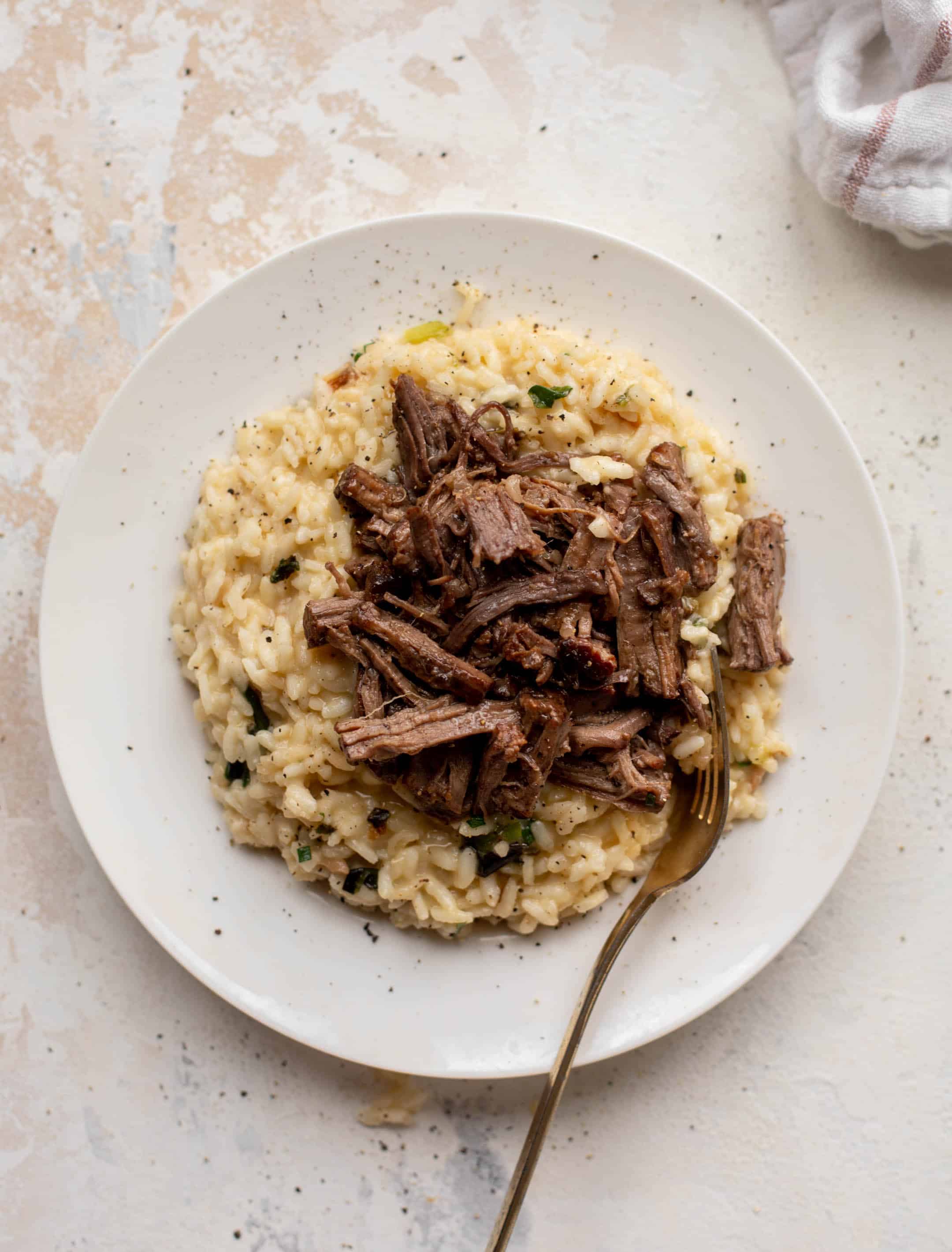 braised short ribs with charred scallion risotto