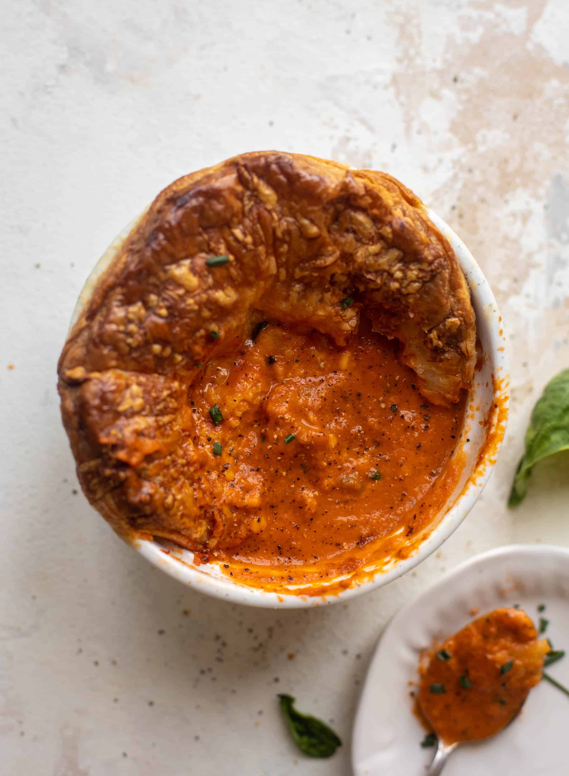 tomato soup pot pies with cheddar puff pastry