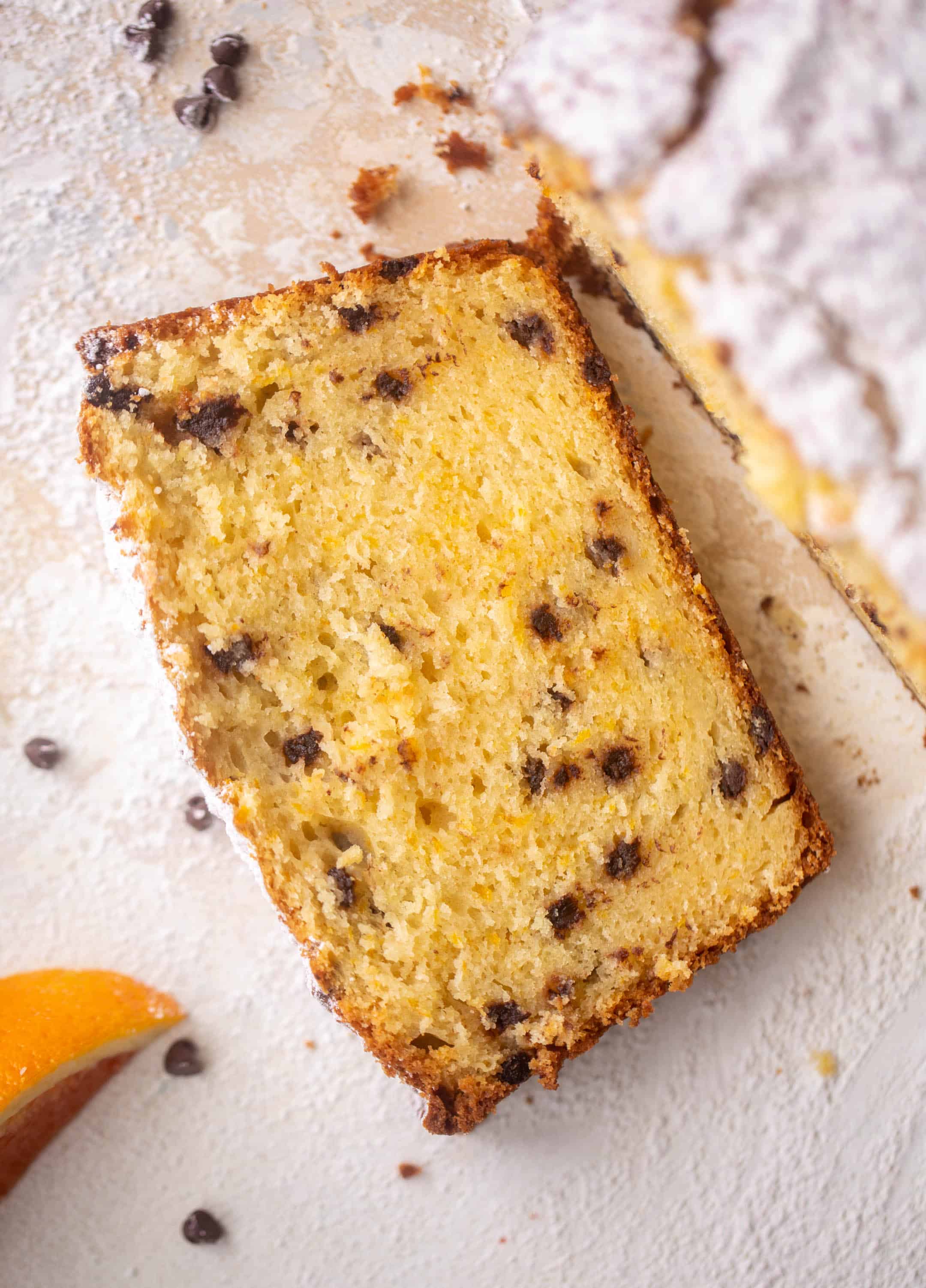 orange ricotta pound cake with chocolate chips