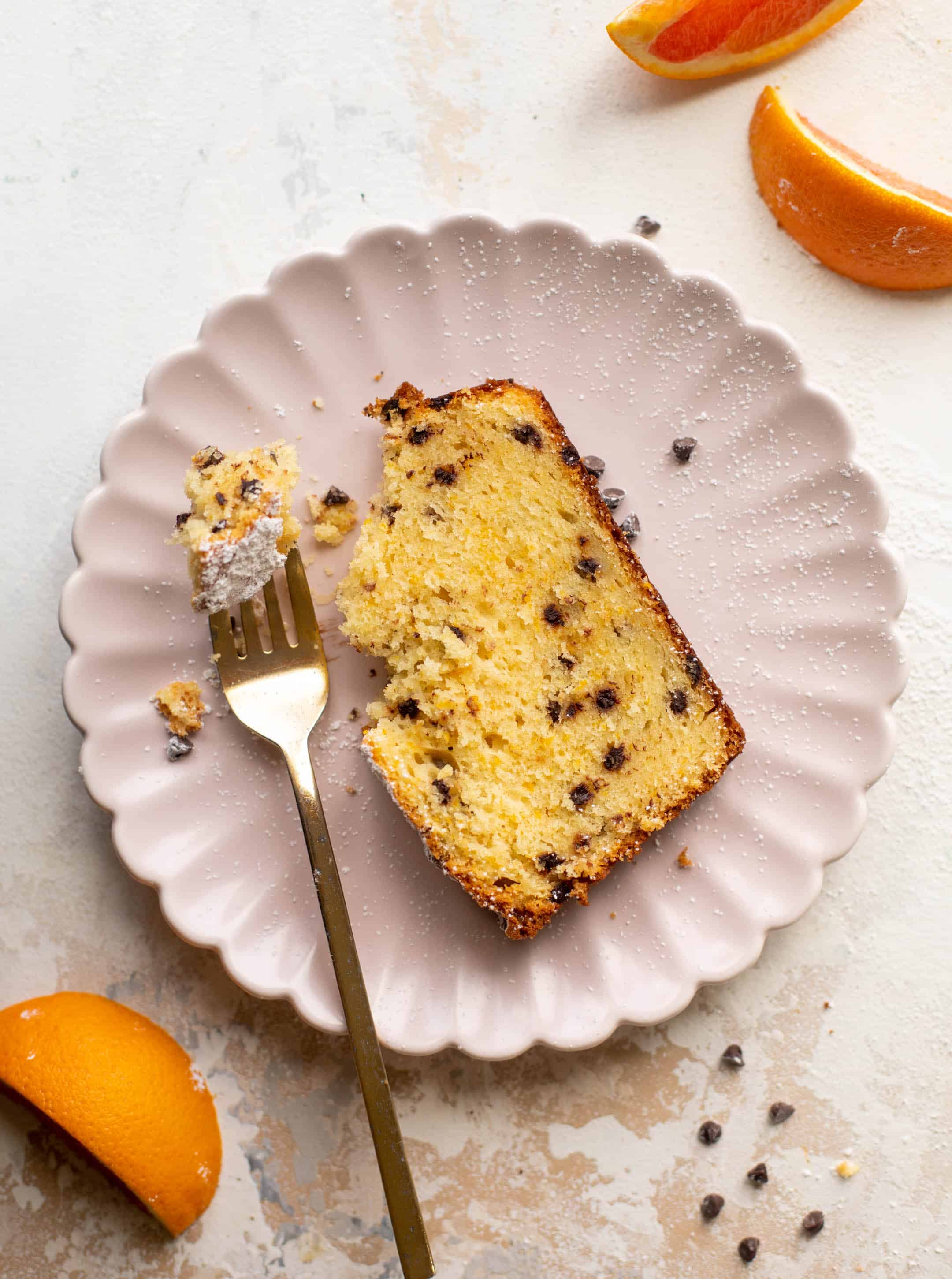orange ricotta pound cake with chocolate chips