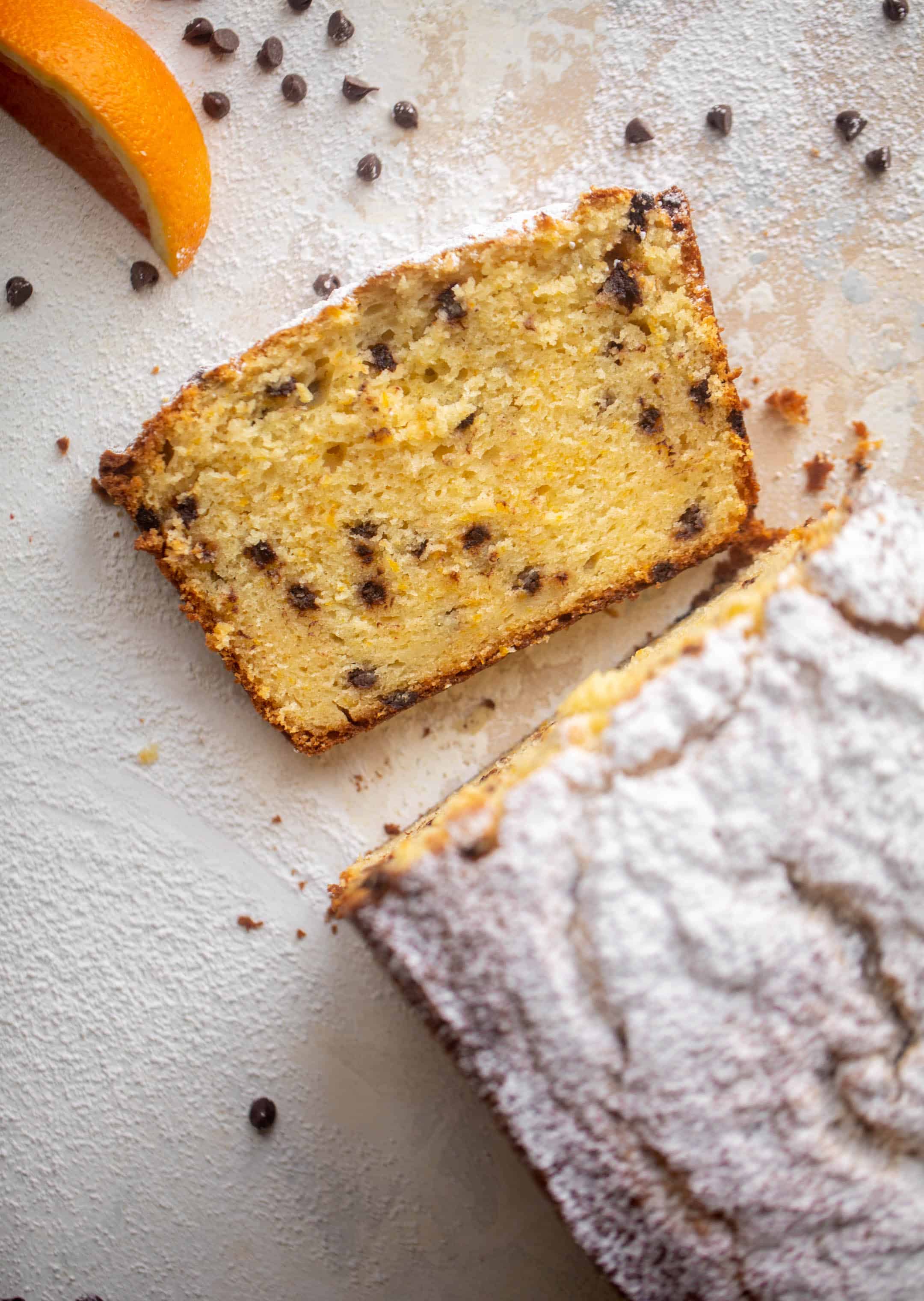 orange ricotta pound cake with chocolate chips