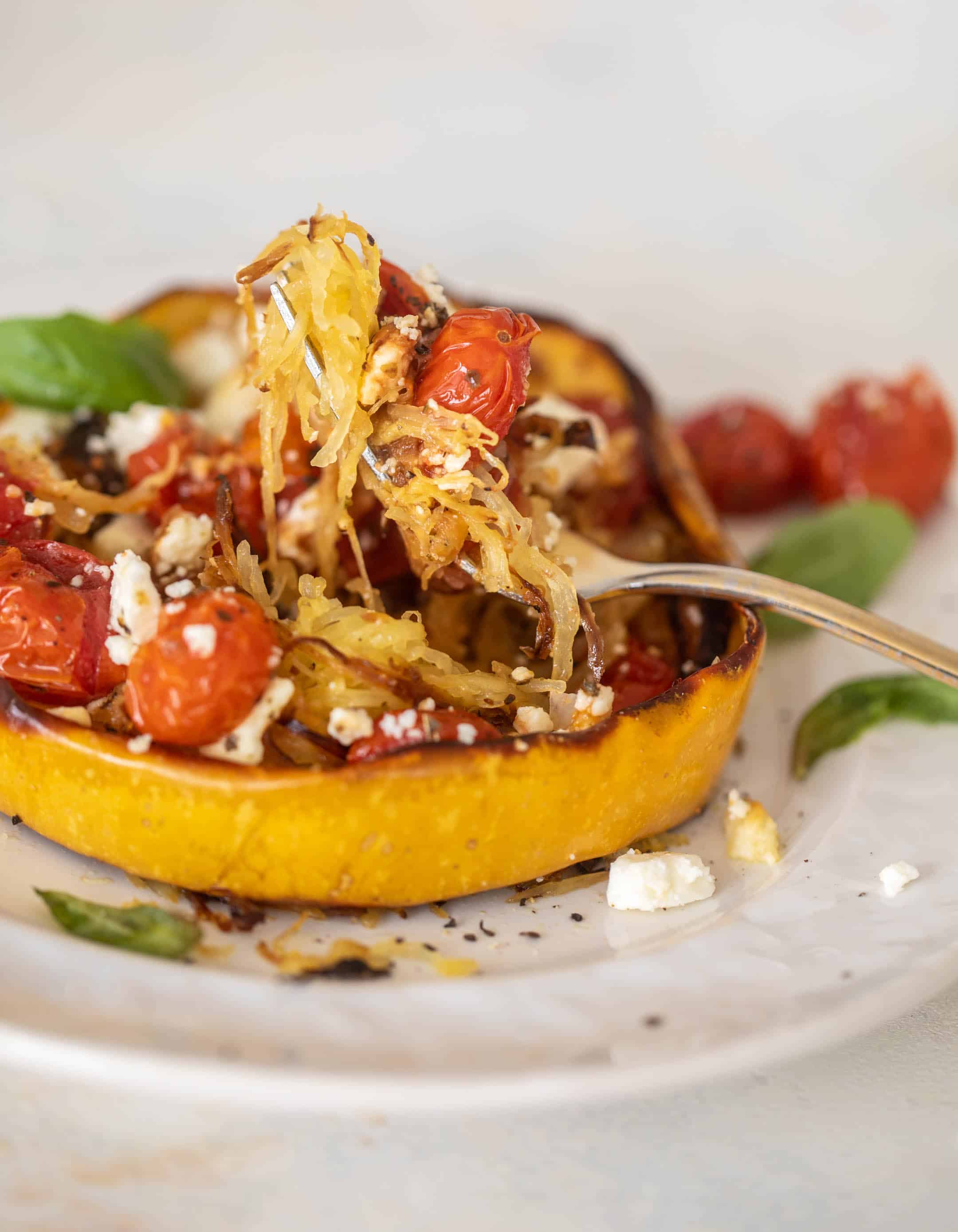 roasted tomato feta spaghetti squash